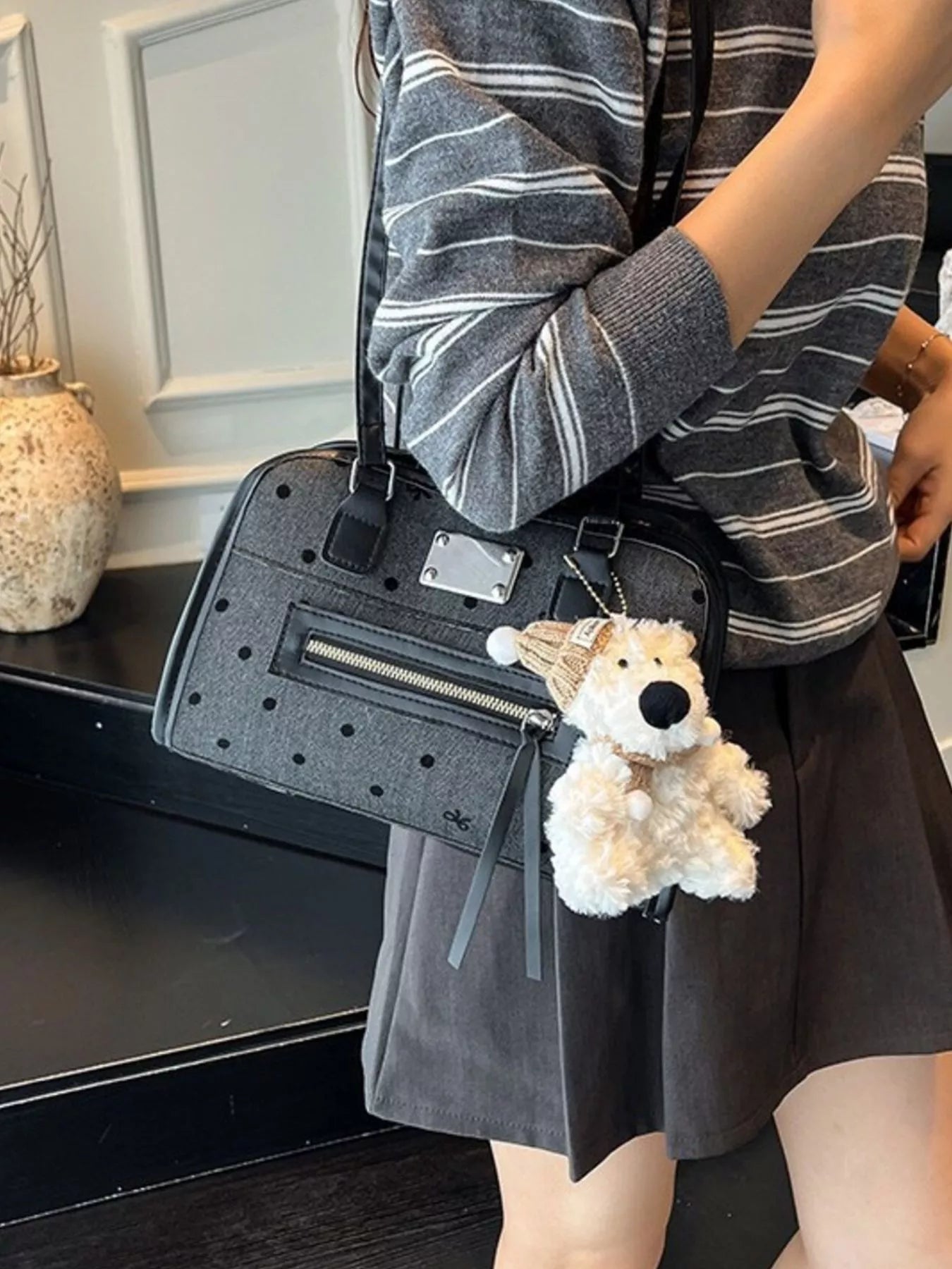 Polka Dot Convertible Shoulder Bag