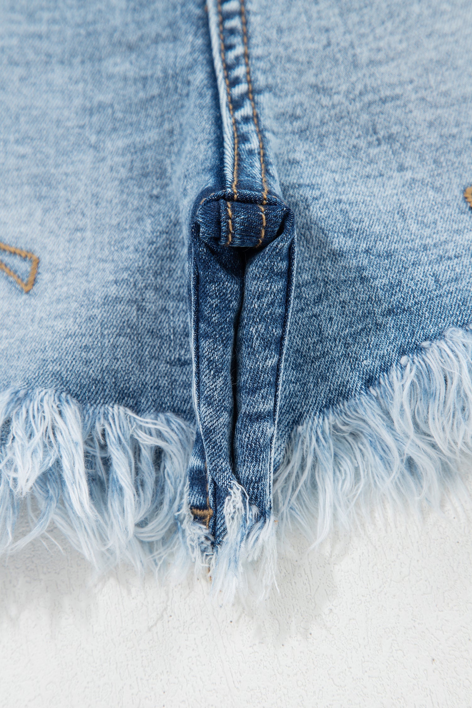 Dusk Blue Western Embroidery Stud Denim Shorts Summer Daily Wear