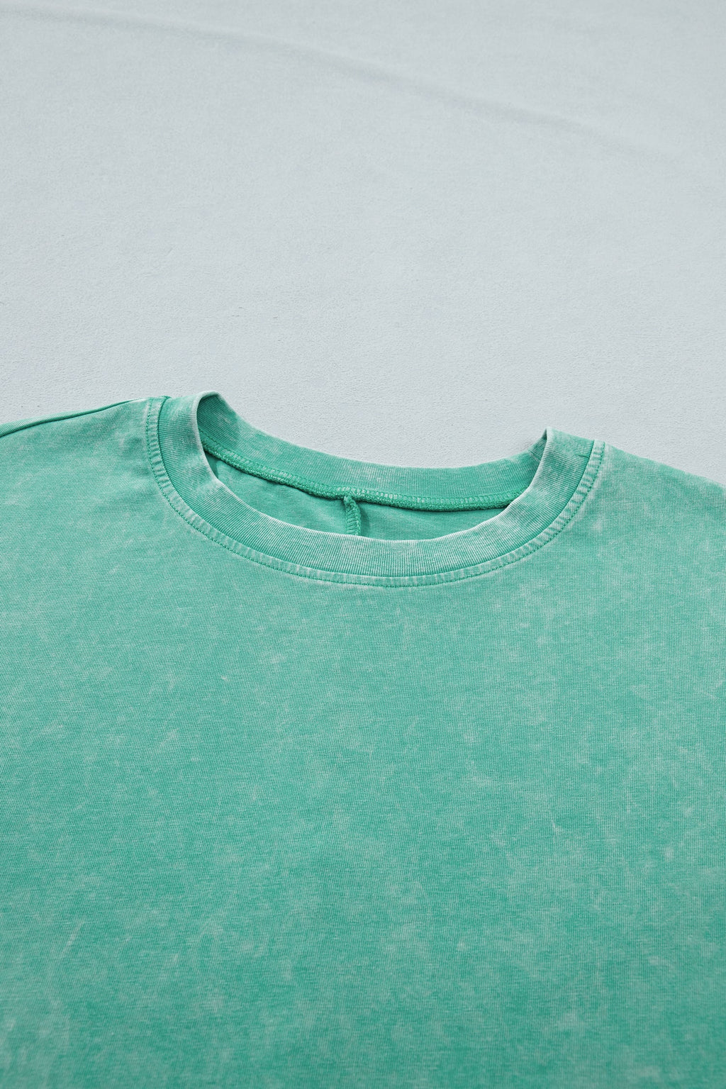 Mint Green Solid Color Cotton Mineral Washed Oversize Tee