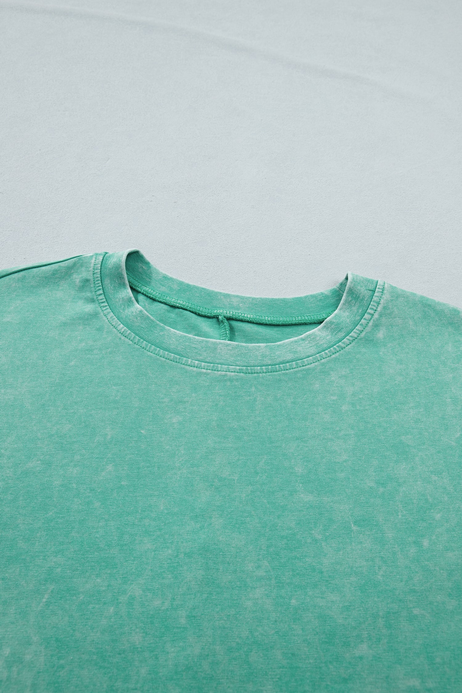 Mint Green Solid Color Cotton Mineral Washed Oversize Tee