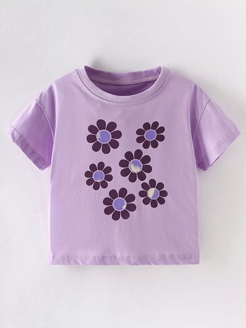 Children's Cute Floral Print Short Sleeve T-Shirt