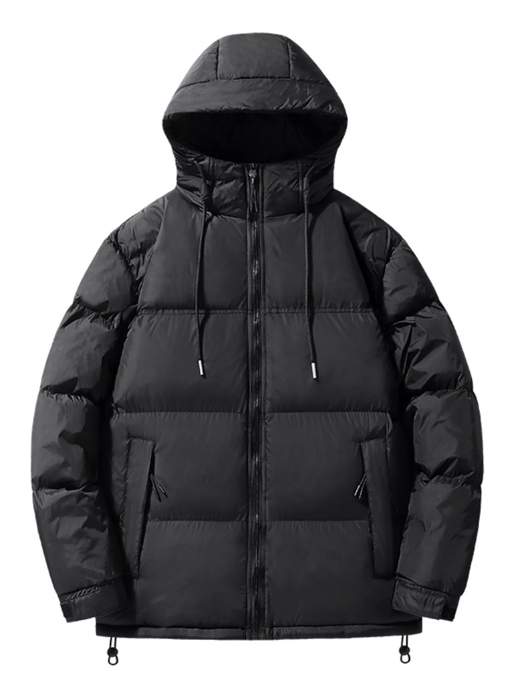 Men's Plus Size Drawstring Hooded Puffer Jacket