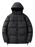 Men's Plus Size Drawstring Hooded Puffer Jacket