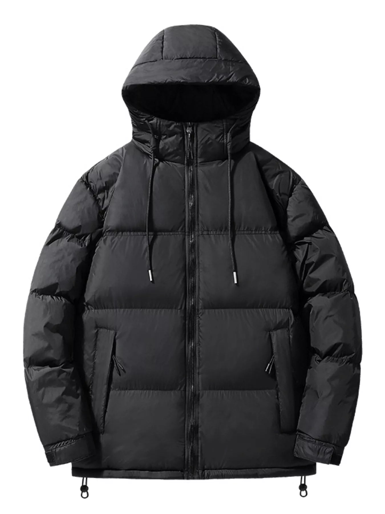 Men's Plus Size Drawstring Hooded Puffer Jacket