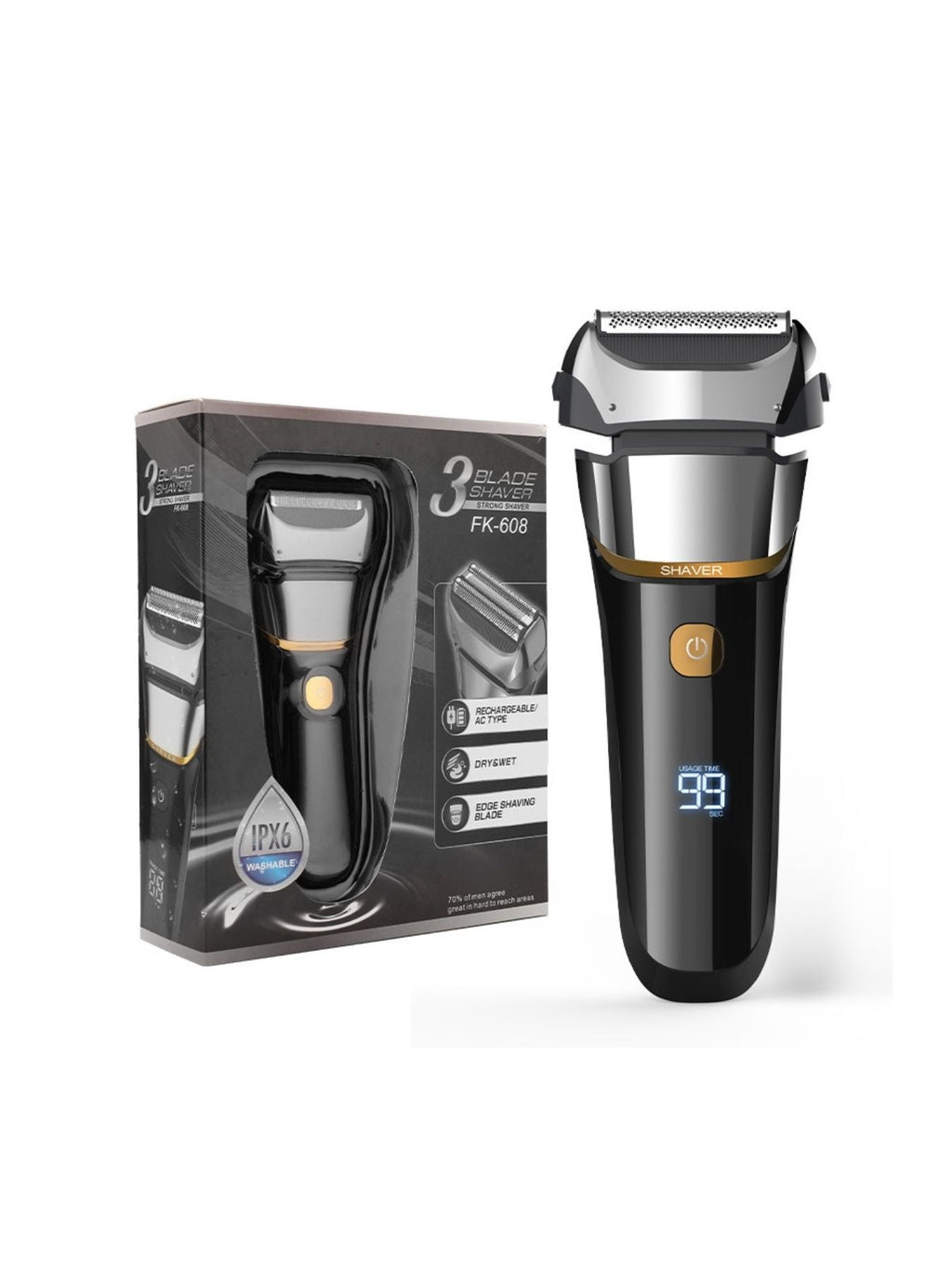 Rechargeable Electric Shaver with LED Display