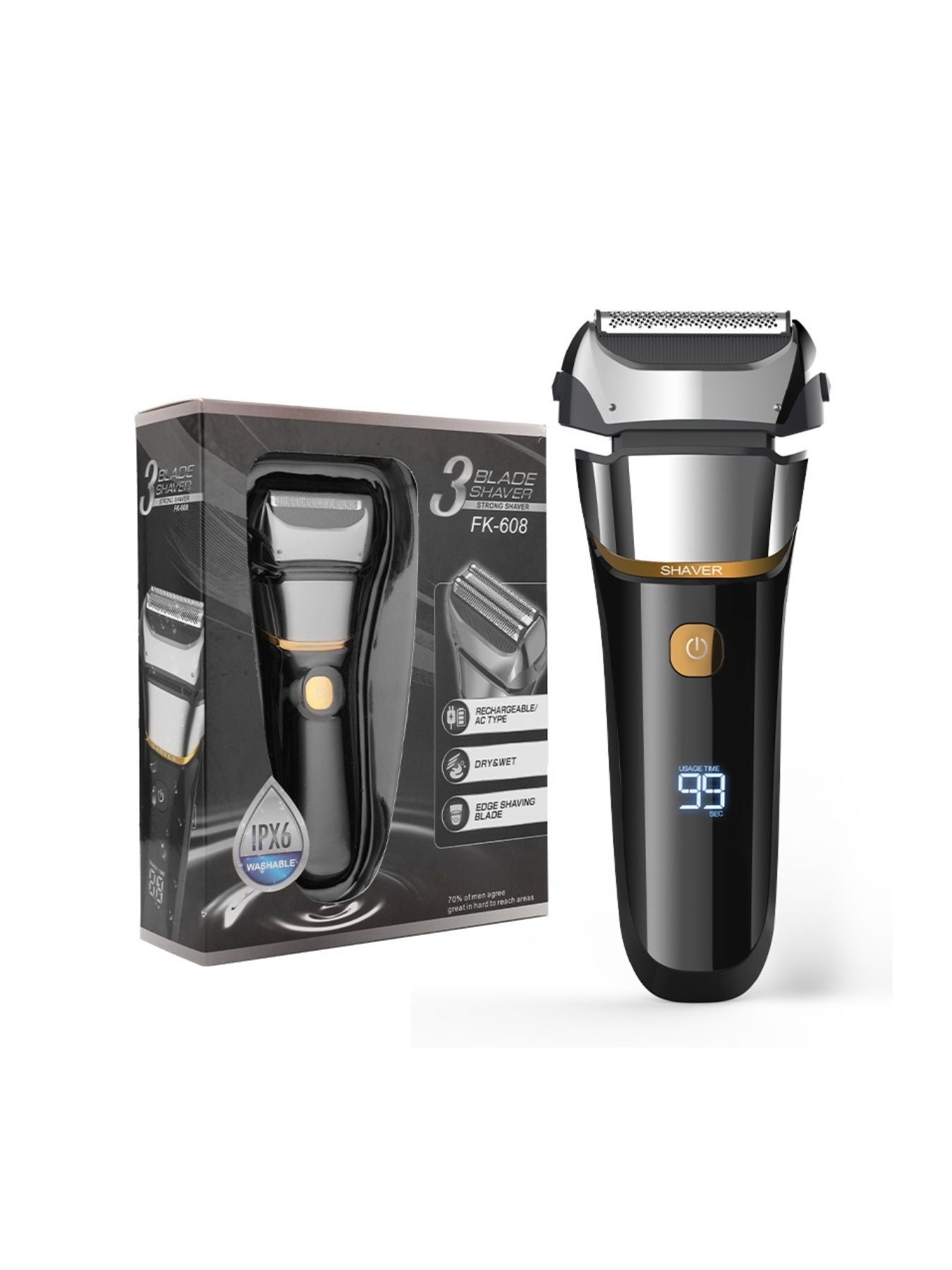 Rechargeable Electric Shaver with LED Display