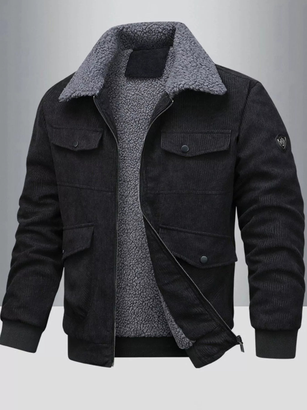 Men's Full Size Corduroy Sherpa Lined Winter Jacket Plus Size