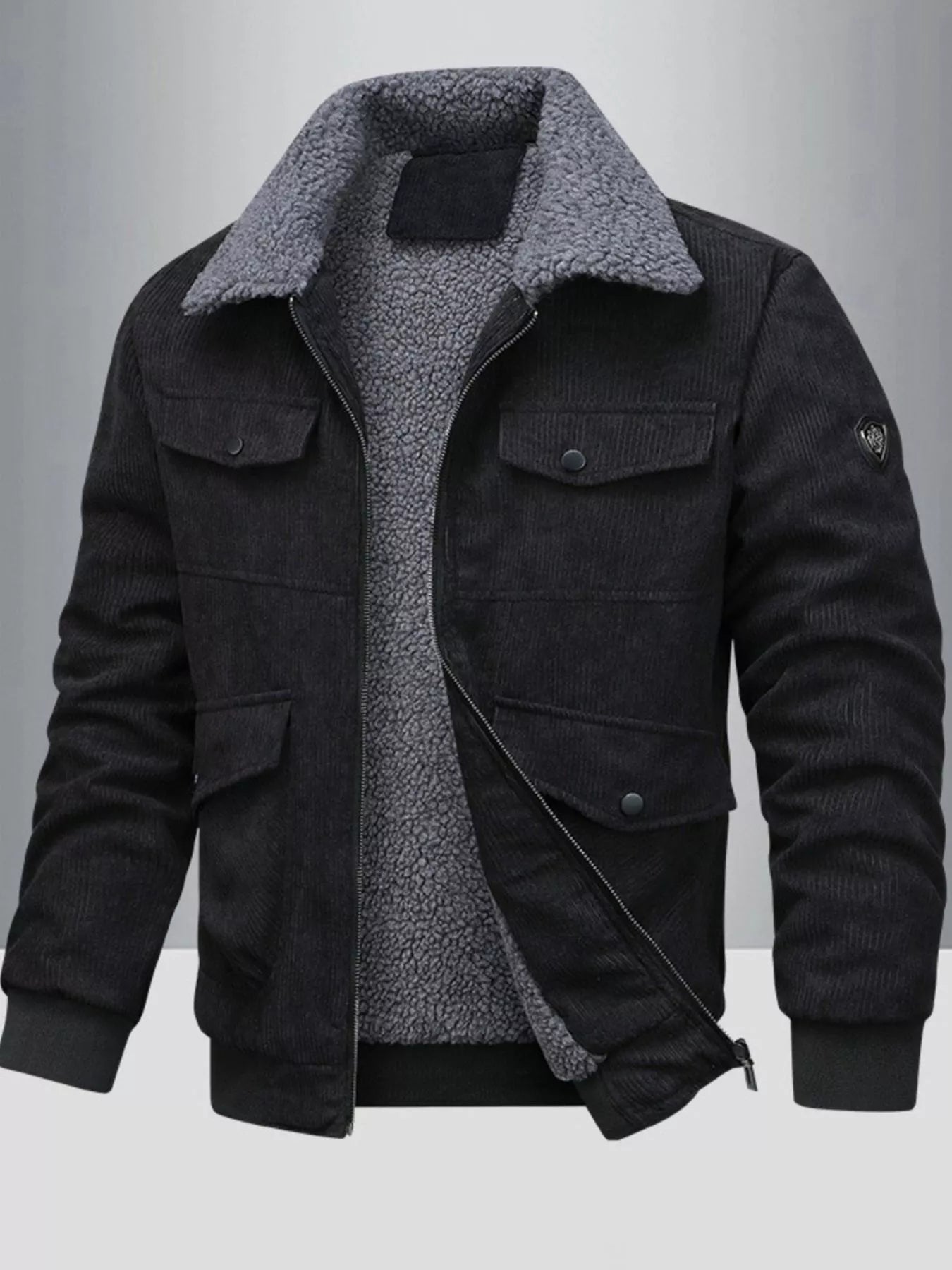 Men's Full Size Corduroy Sherpa Lined Winter Jacket Plus Size