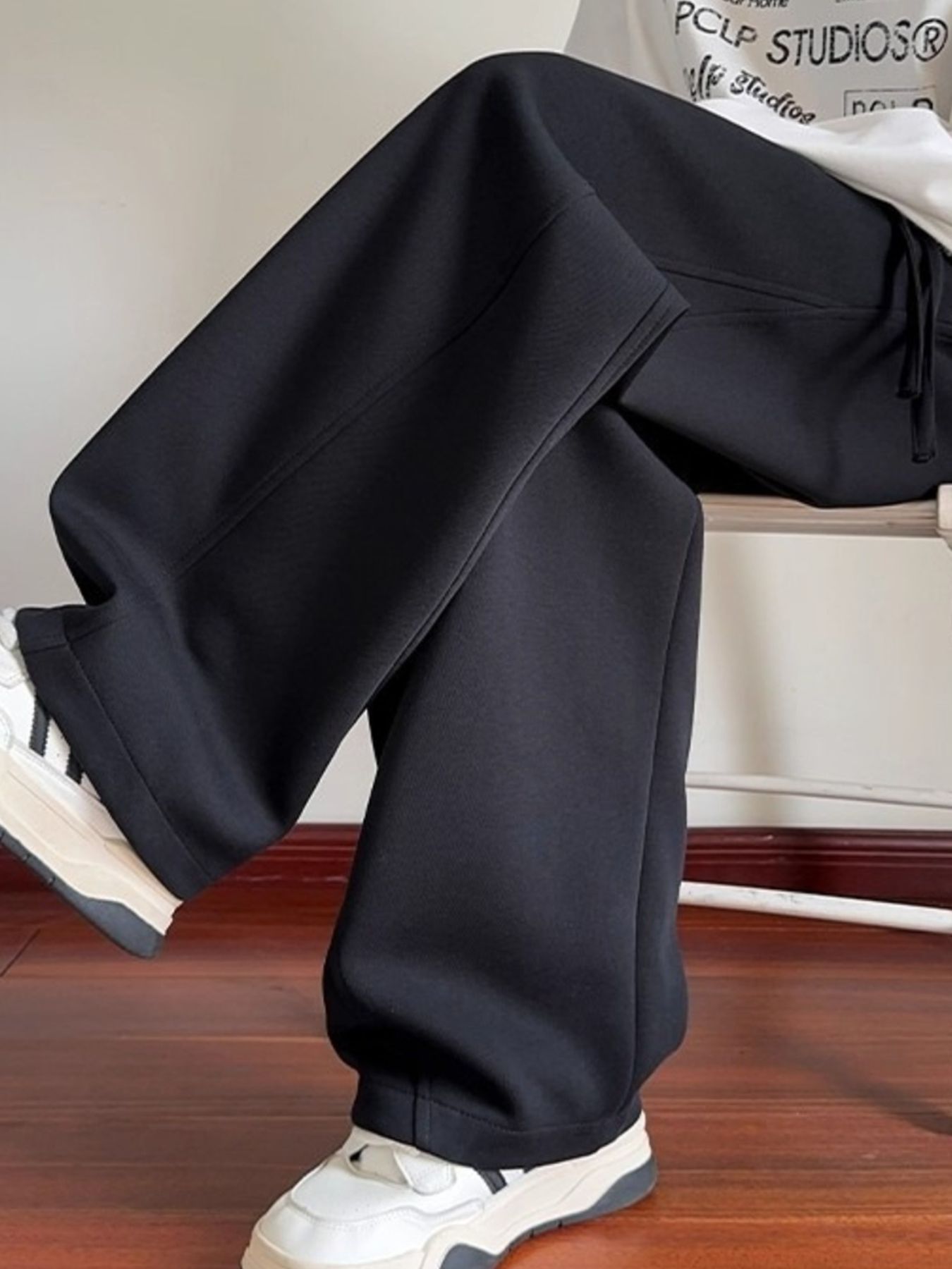 Men's Plus Size Drawstring Wide Leg Pants