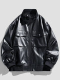 Men's Plus Size Zip Up Leather Jacket
