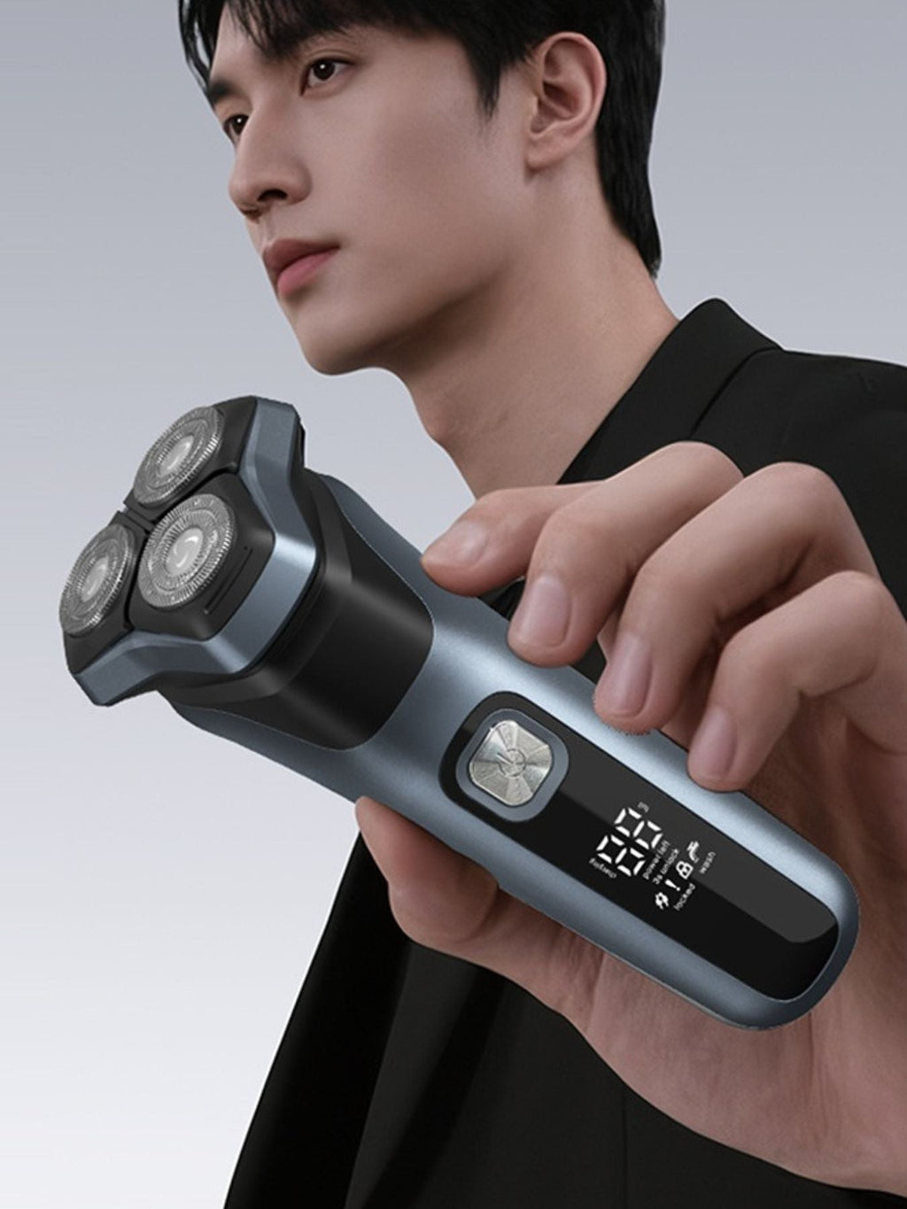 Rechargeable Rotary Electric Shaver with LED Display