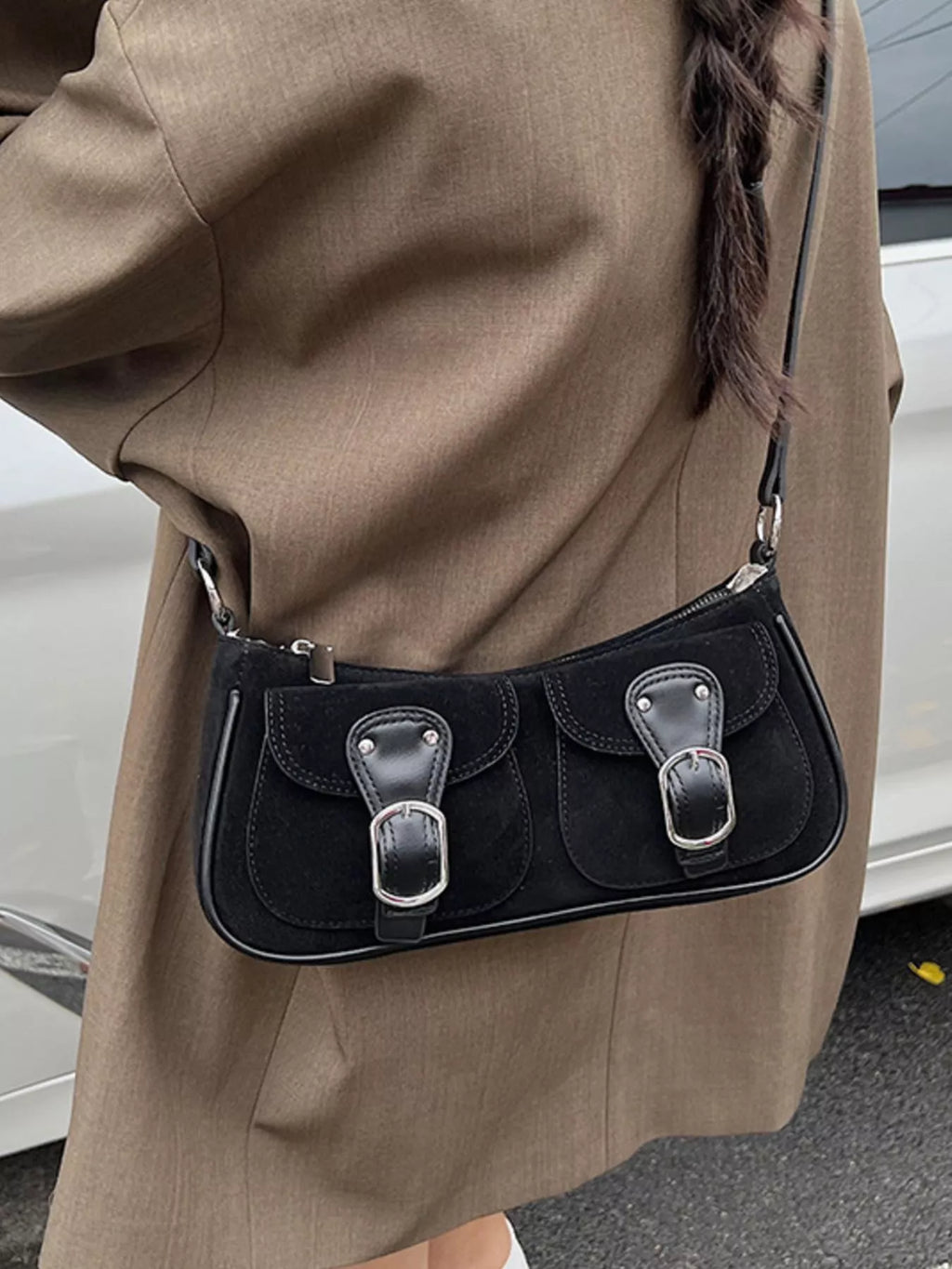 Buckle Decor Shoulder Bag