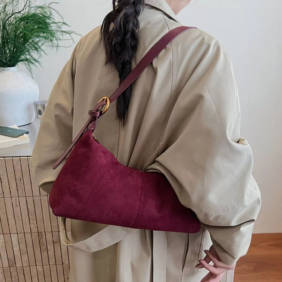 Lightweight Solid Color Shoulder Bag