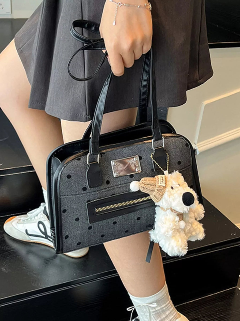 Polka Dot Convertible Shoulder Bag