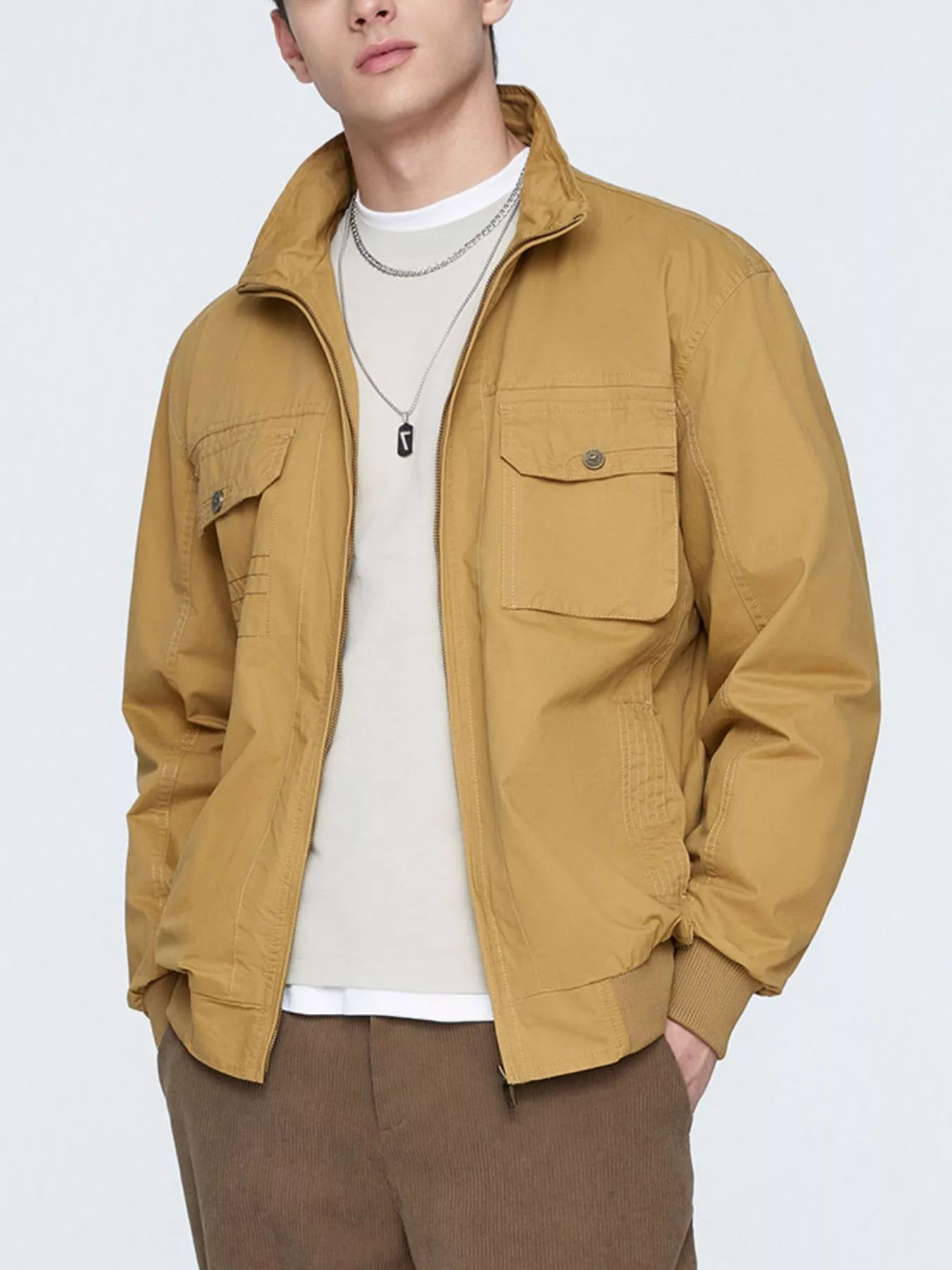 Men's Plus Size Casual Lightweight Zip-Up Jacket