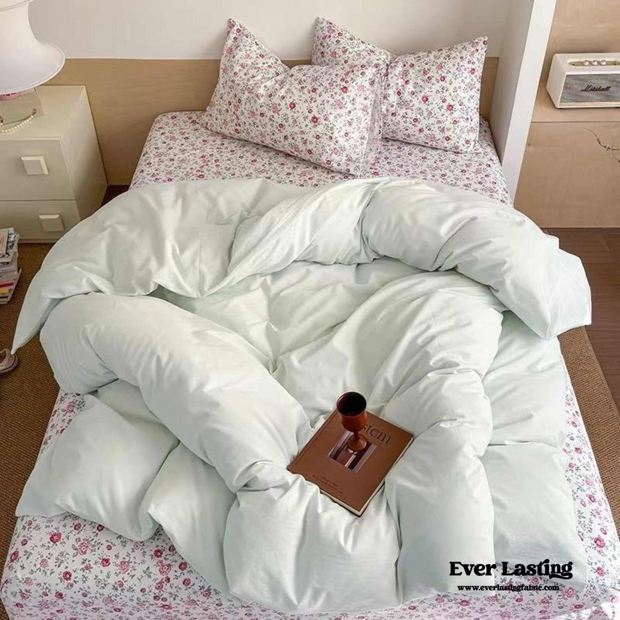 Chloe Pastel Candy Cotton Bedding Set / Purple Plaid