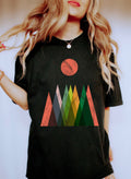 Abstract Mountains And Sun Silhouette Comfort Colors Tee