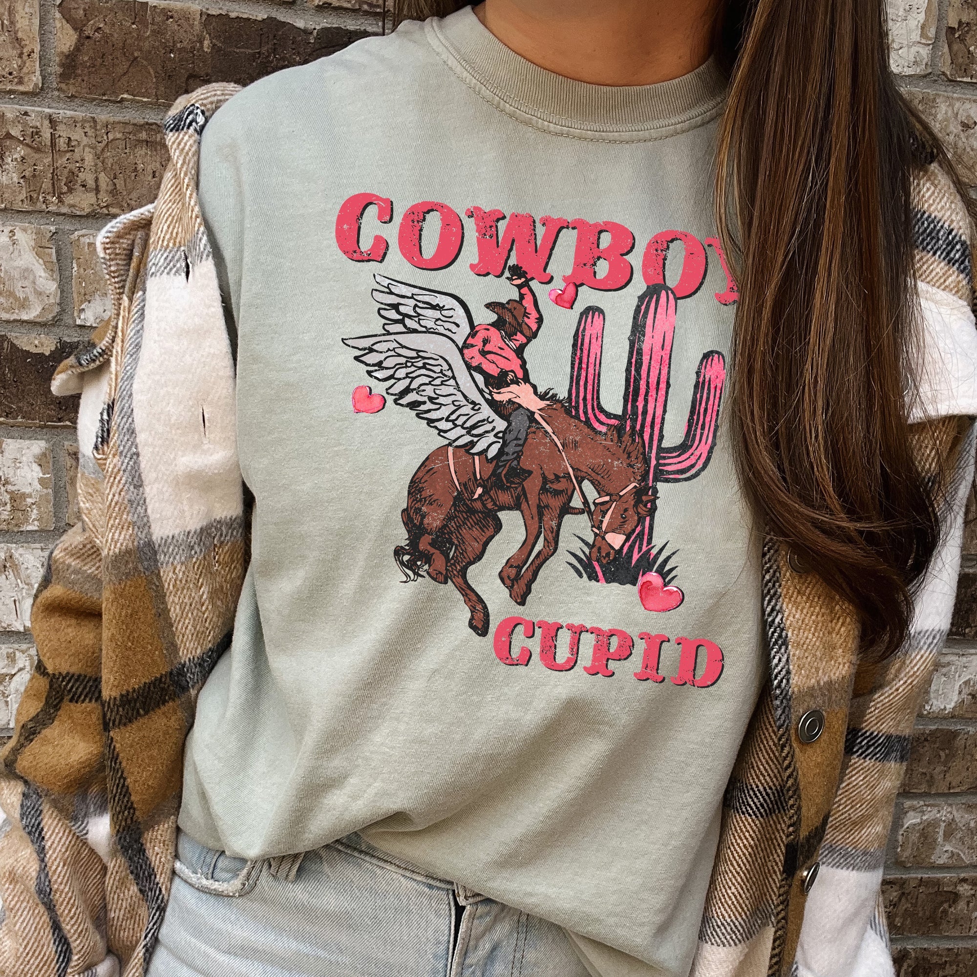 Cowboy Cupid Western Horse Romance Vintage Style Illustration Comfort Colors Tee
