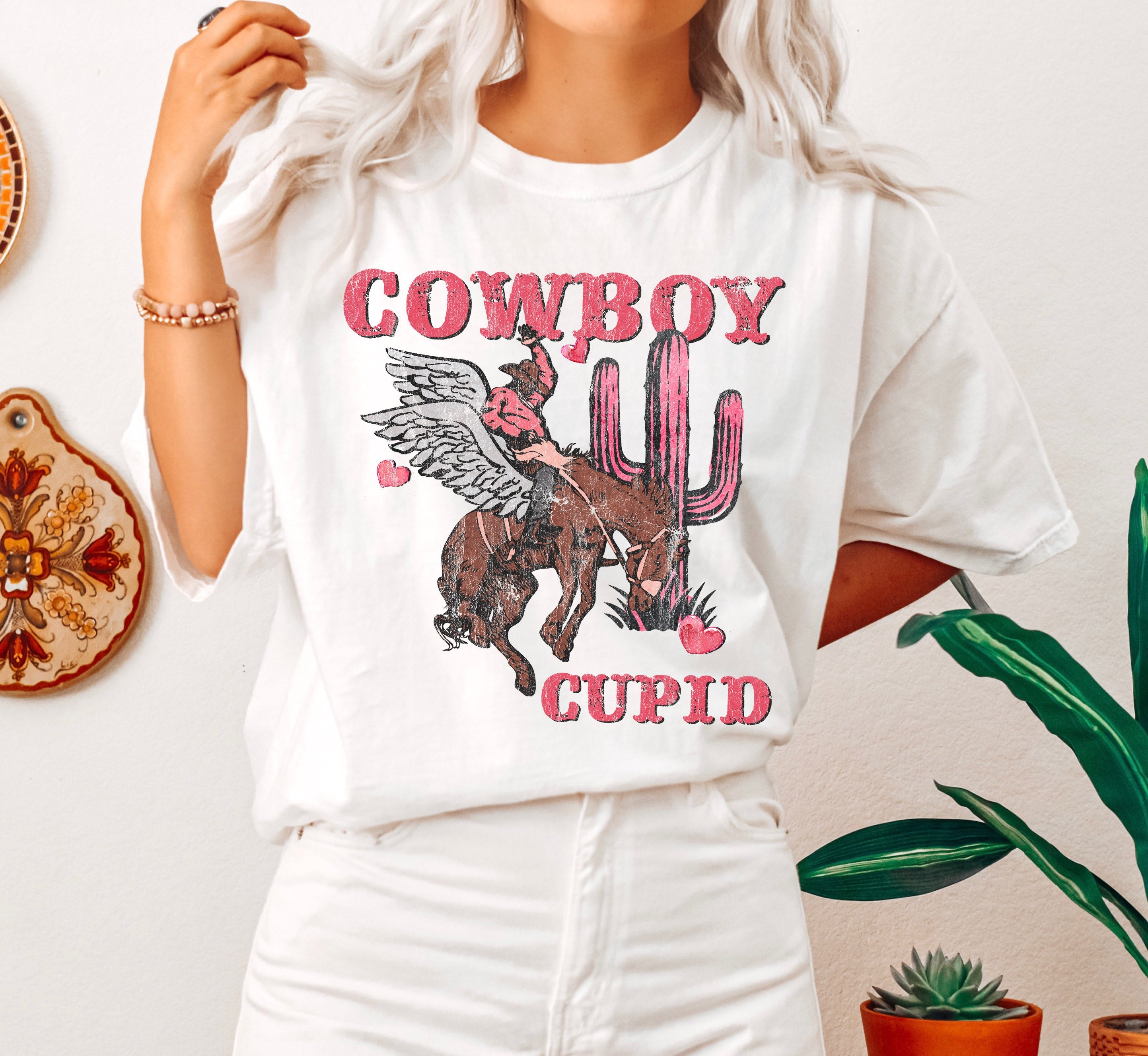 Cowboy Cupid Vintage Western Romance Illustration Print Limited Edition Comfort Colors Tee