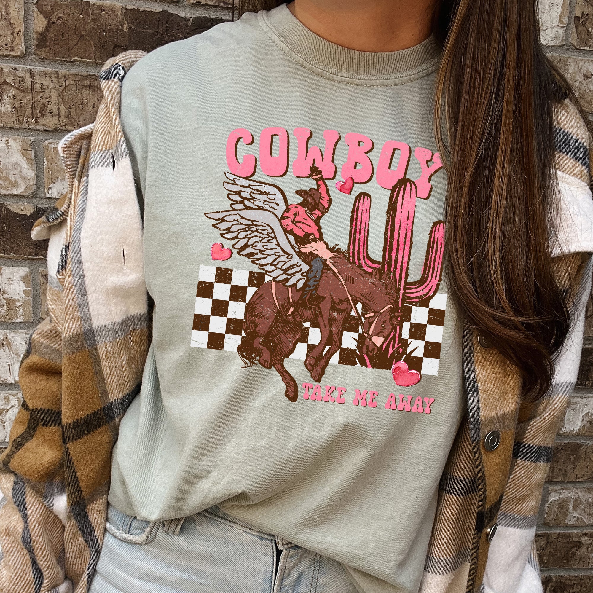 Cowboy Take Me Away Western Country Valentines Day Edition Vintage Inspired Comfort Colors Tee