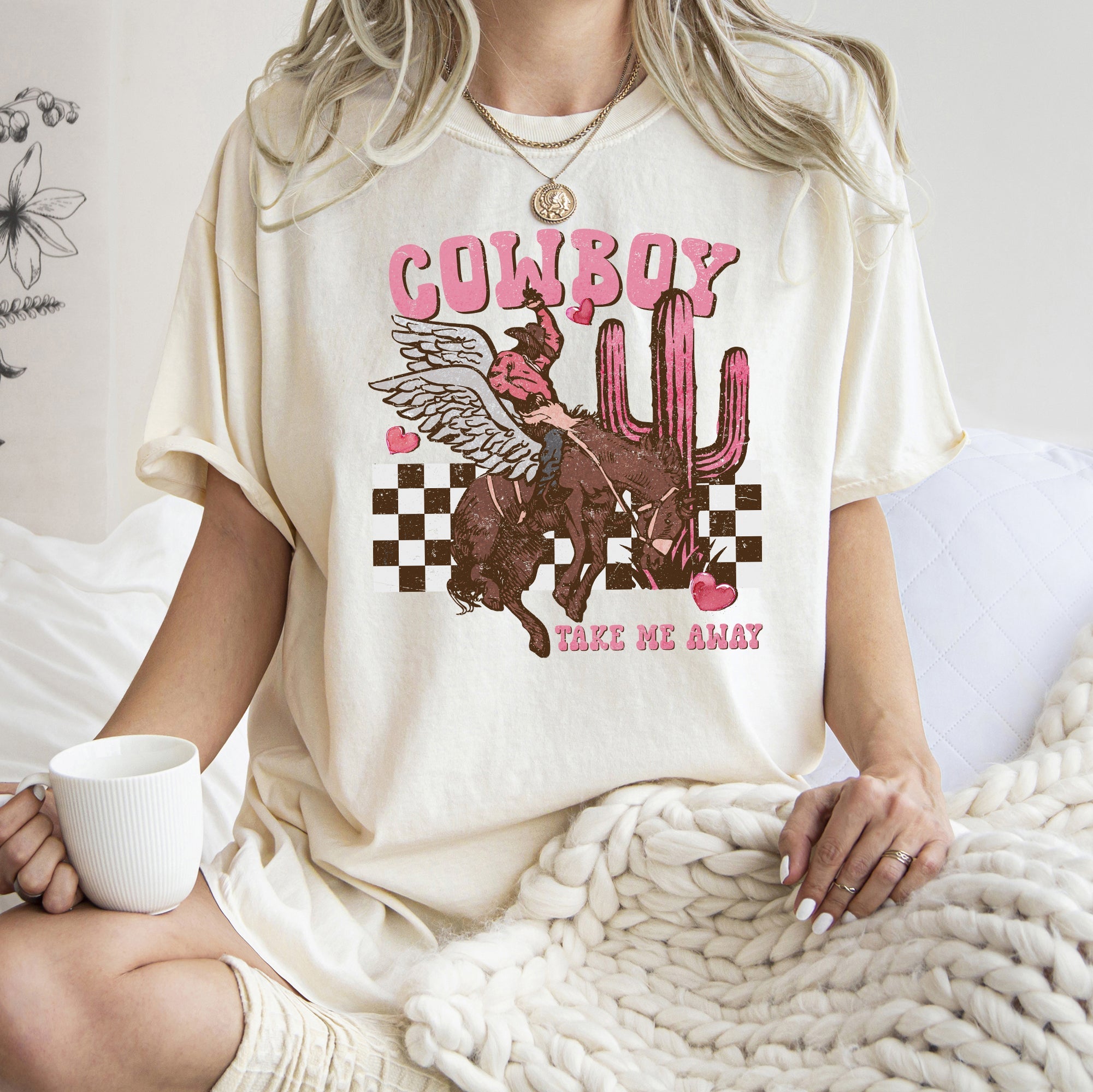 Cowboy Take Me Away Western Country Valentines Day Edition Vintage Inspired Comfort Colors Tee