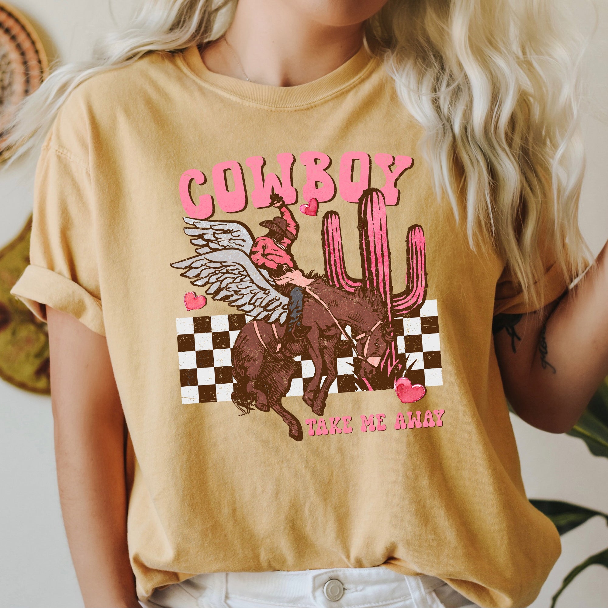 Cowboy Take Me Away Western Country Valentines Day Edition Vintage Inspired Comfort Colors Tee