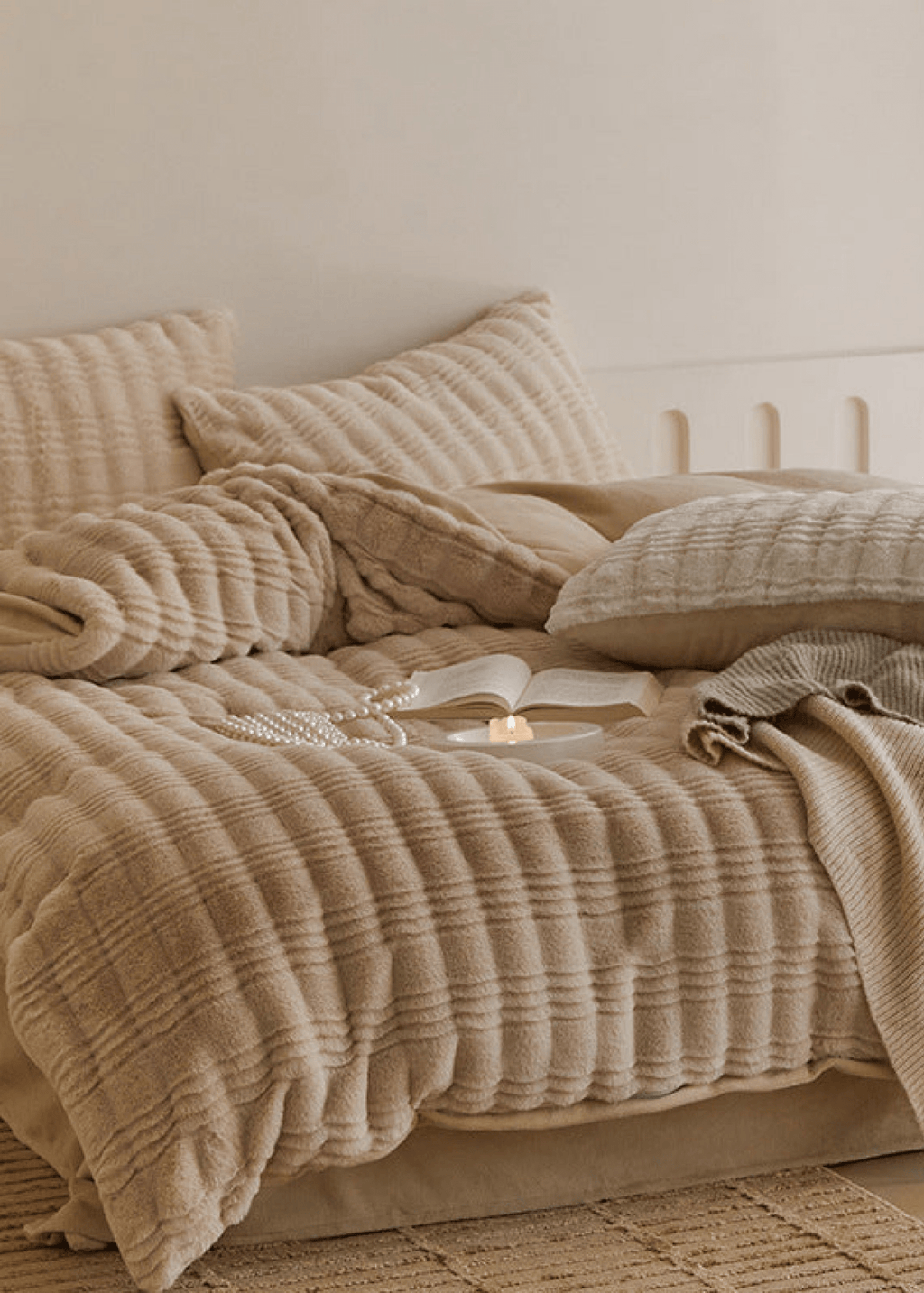 Cozy Earth Tone Milk Velvet Bedding Set / Pink