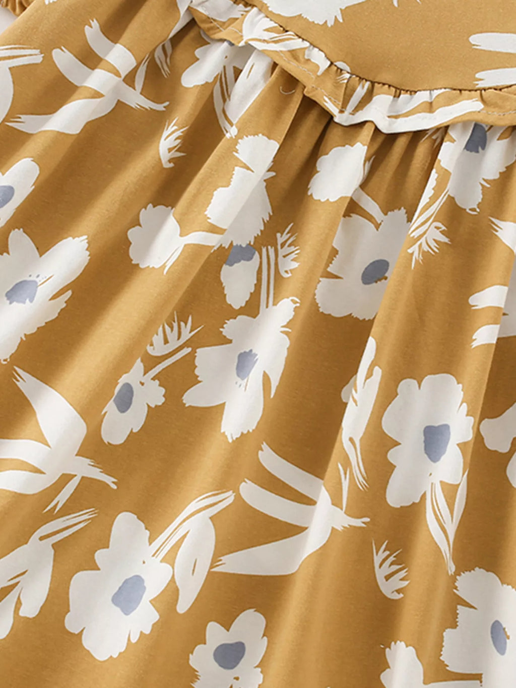 Children's Floral Print Ruffle Collar Baby Dress
