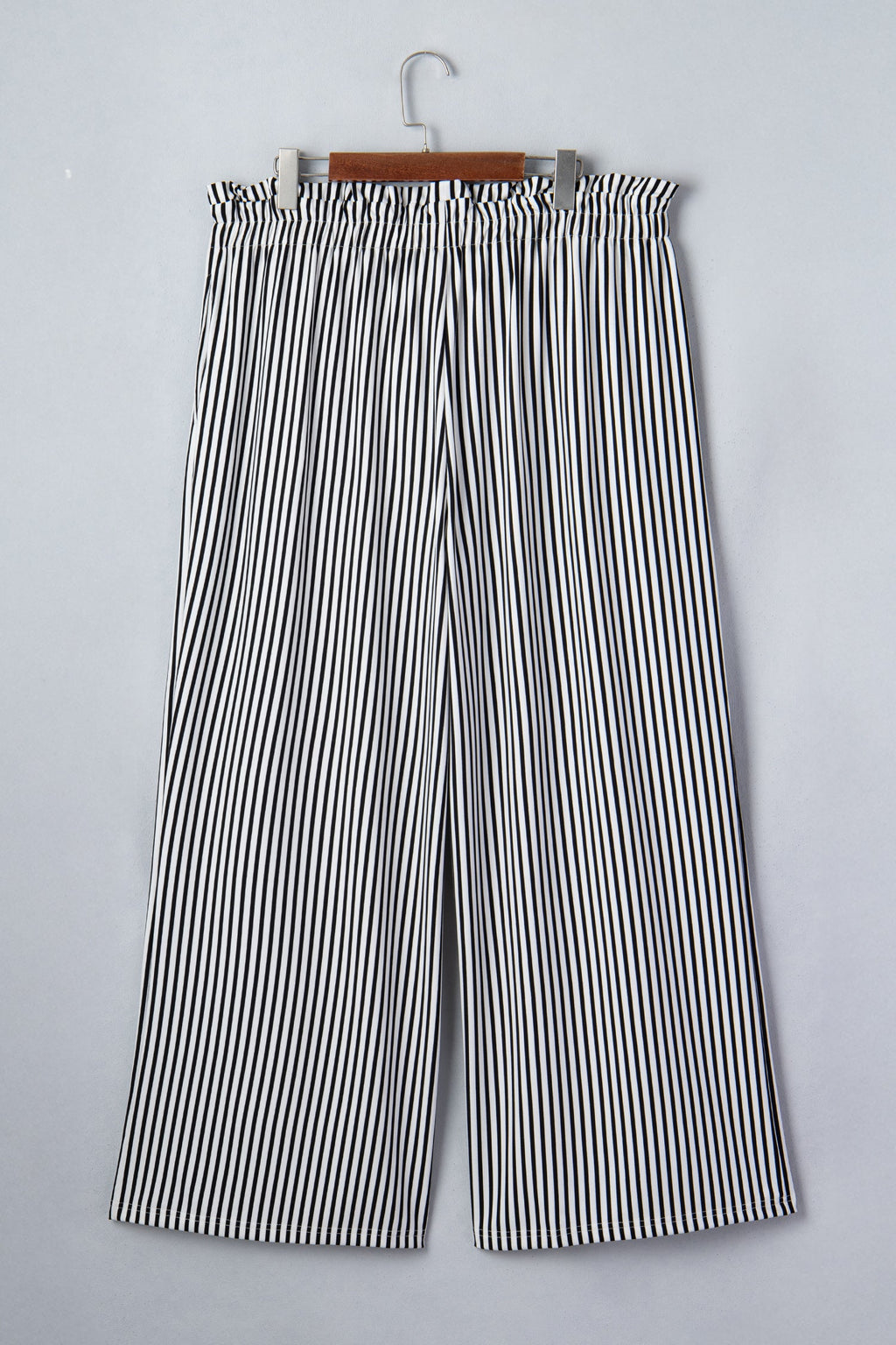 Black Stripe Plus Size Loose Straight Casual Pants