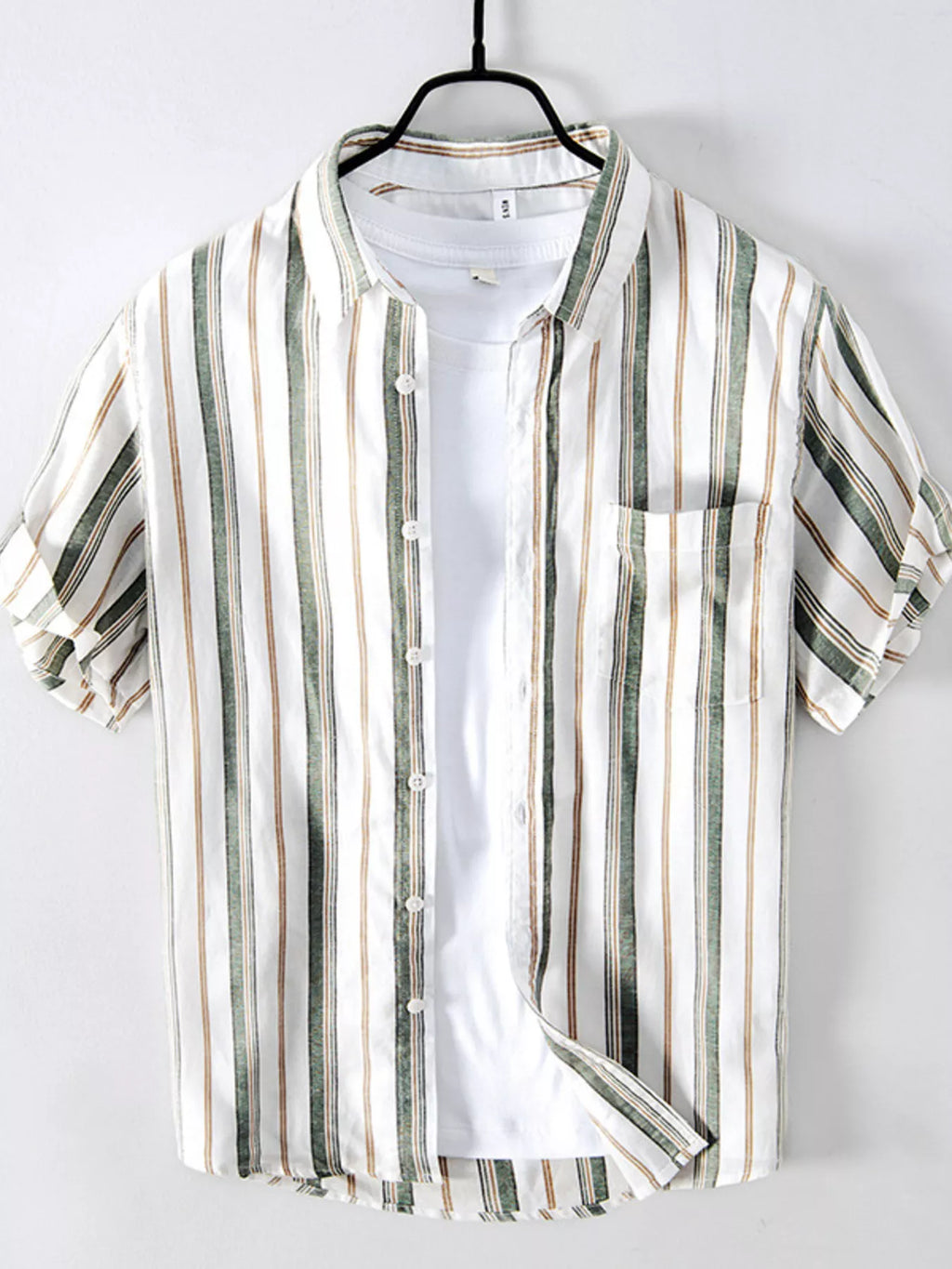 Men's Plus Size Striped Short Sleeve Shirt