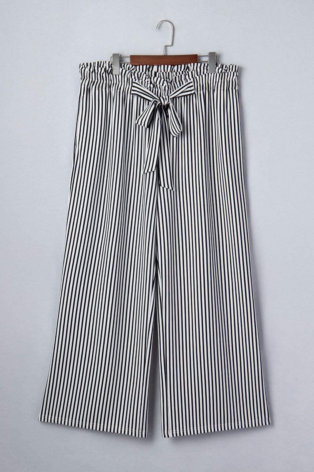Black Stripe Plus Size Loose Straight Casual Pants