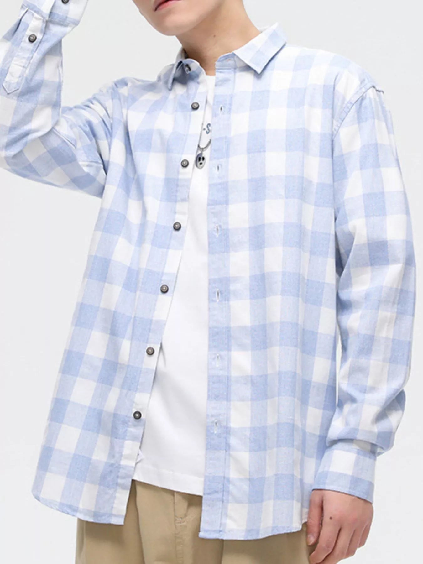 Men's Full Size Casual Plaid Button Up Shirt Plus Size
