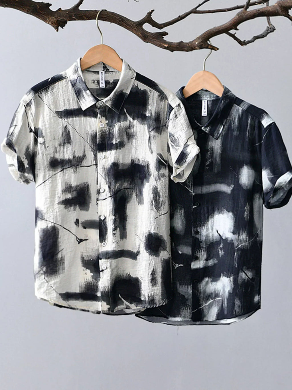 Men's Plus Size Abstract Print Short Sleeve Shirt