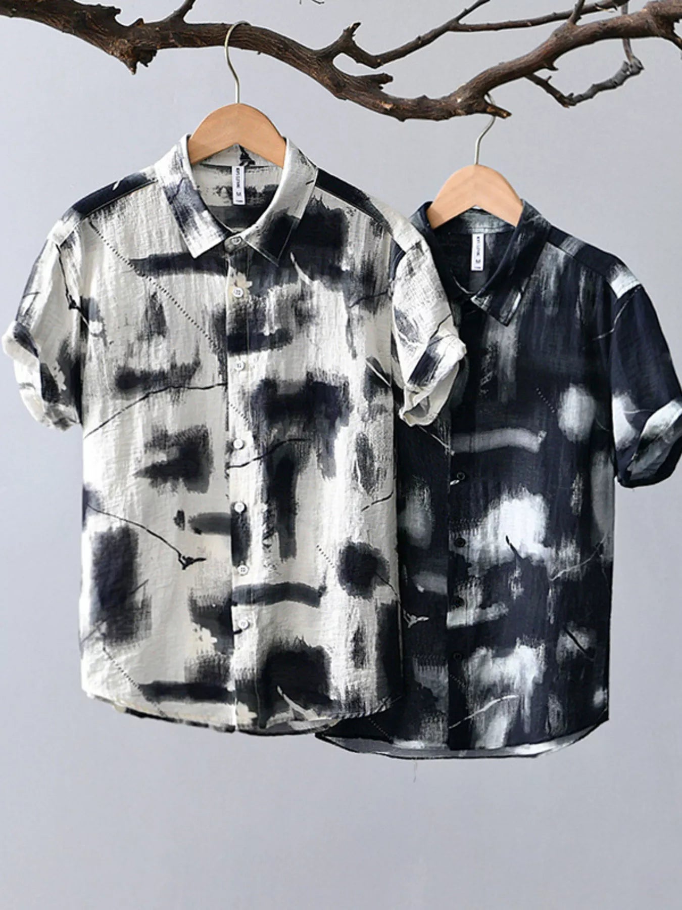 Men's Plus Size Abstract Print Short Sleeve Shirt