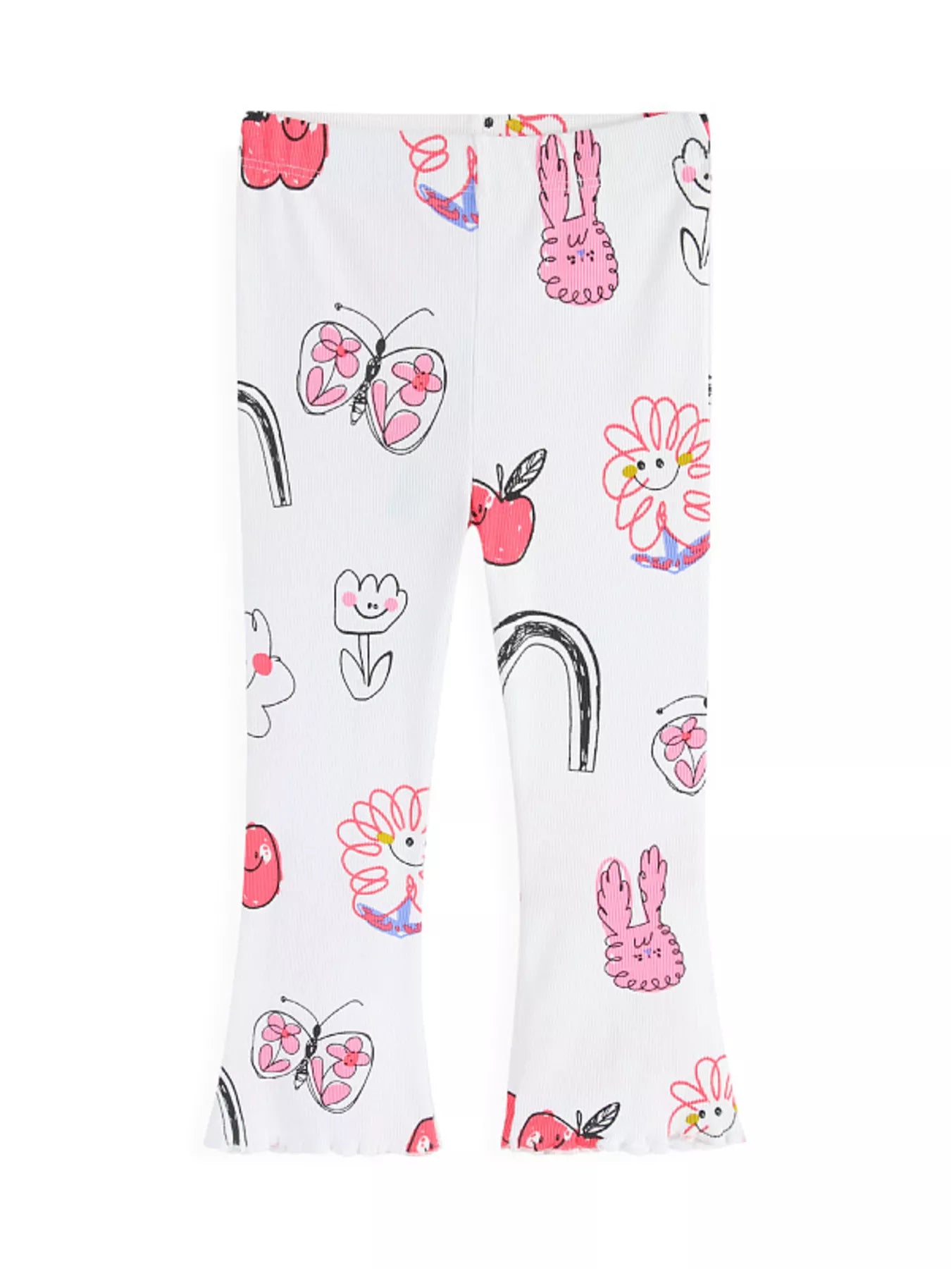 Children's Whimsical Doodle Print Flared Leggings