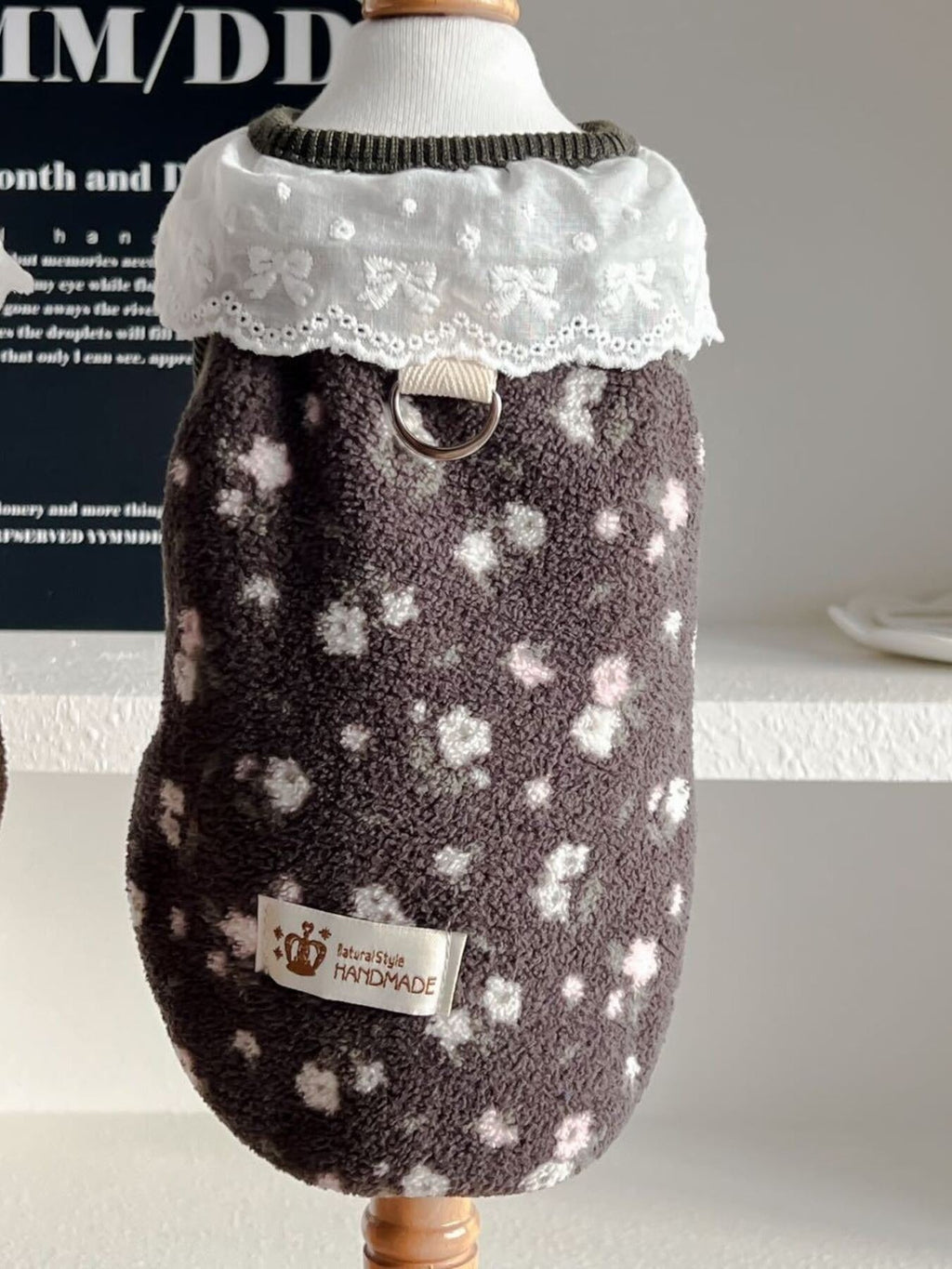 Fleece Pet Top with Lace Collar