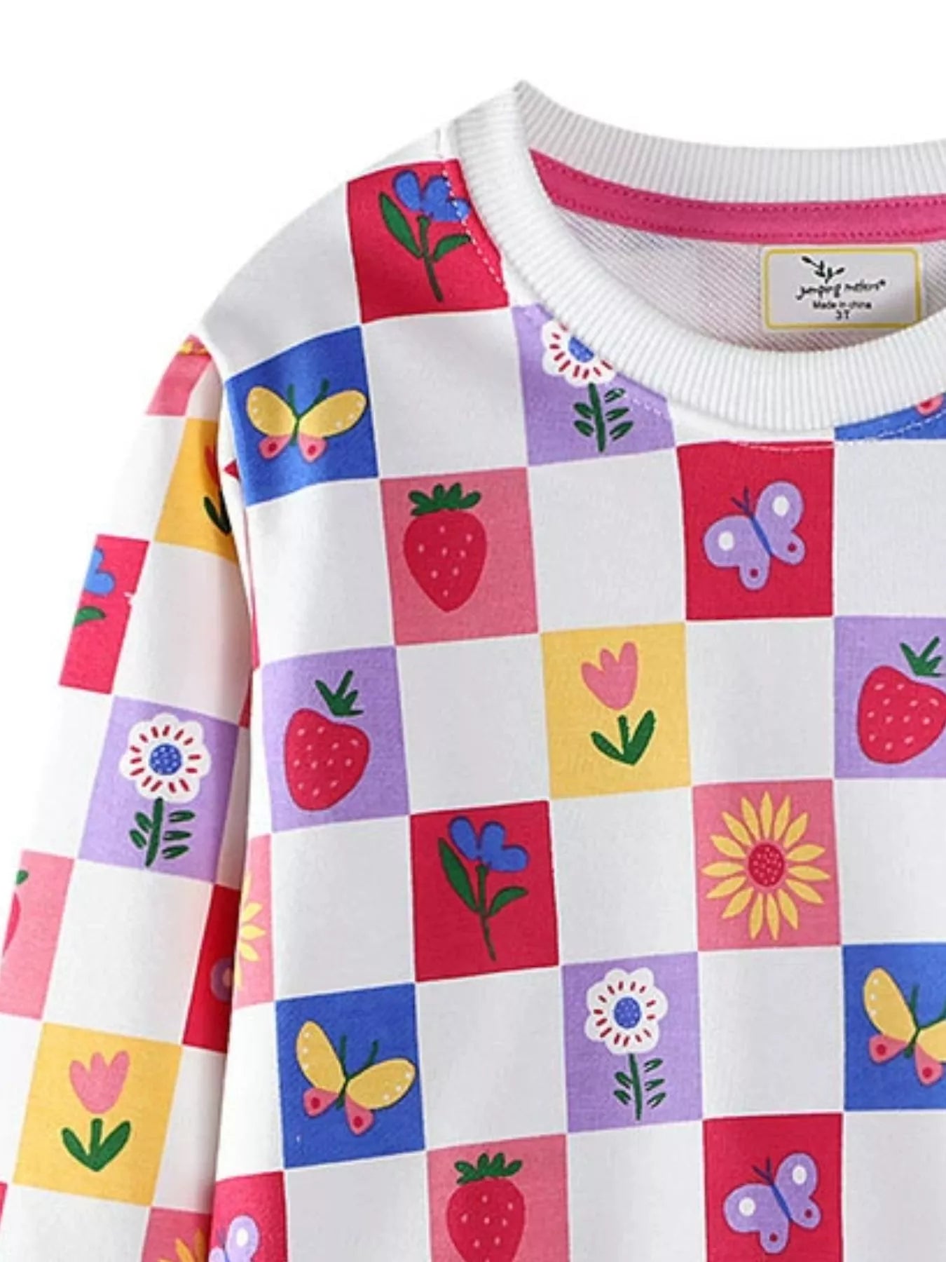 Children's Colorful Checkered Pattern Sweatshirt