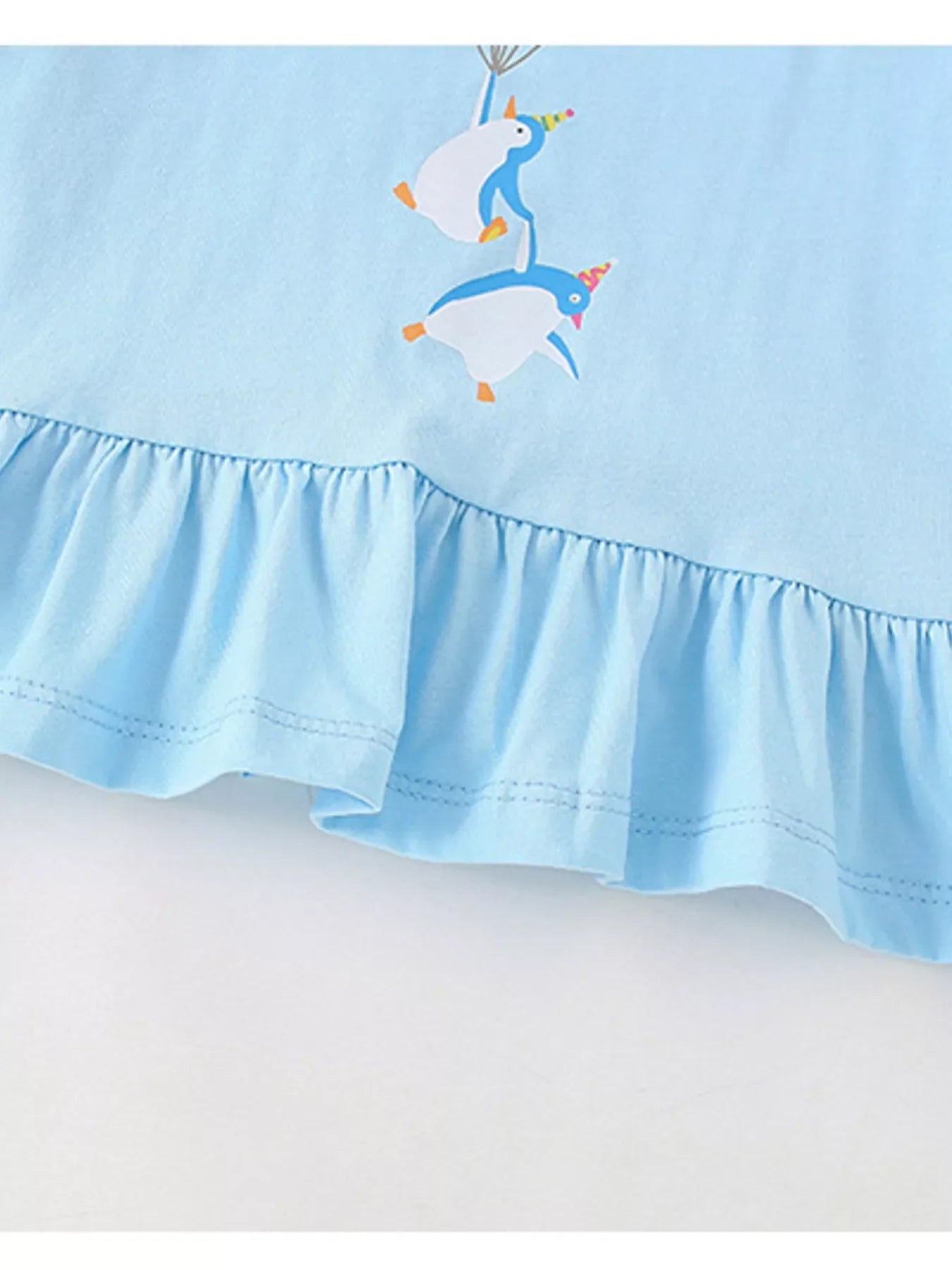 Children's Sequin Penguin Balloon Ruffle Hem T-Shirt