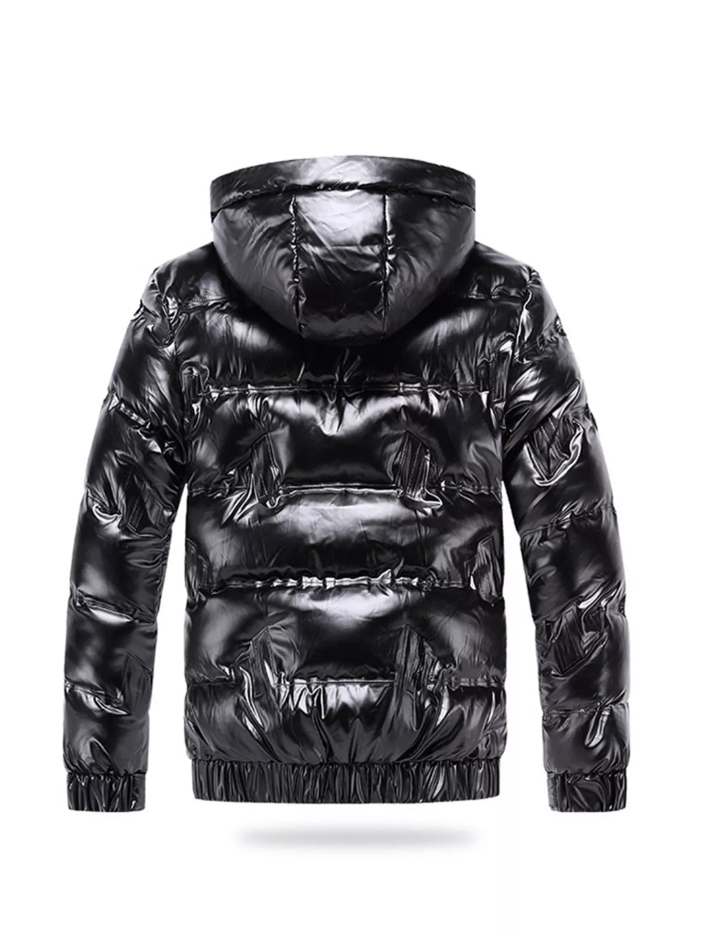 Men's Plus Size Zip Up Puffer Jacket with Hood
