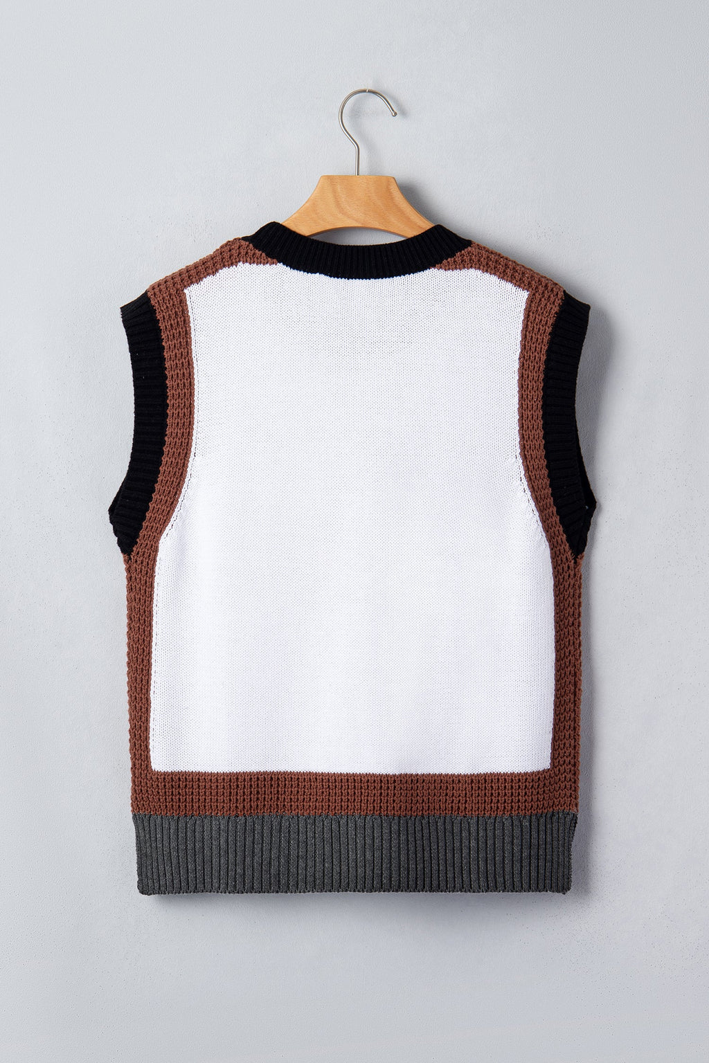 White Western Horse Head Colorblock Trim Sweater Vest