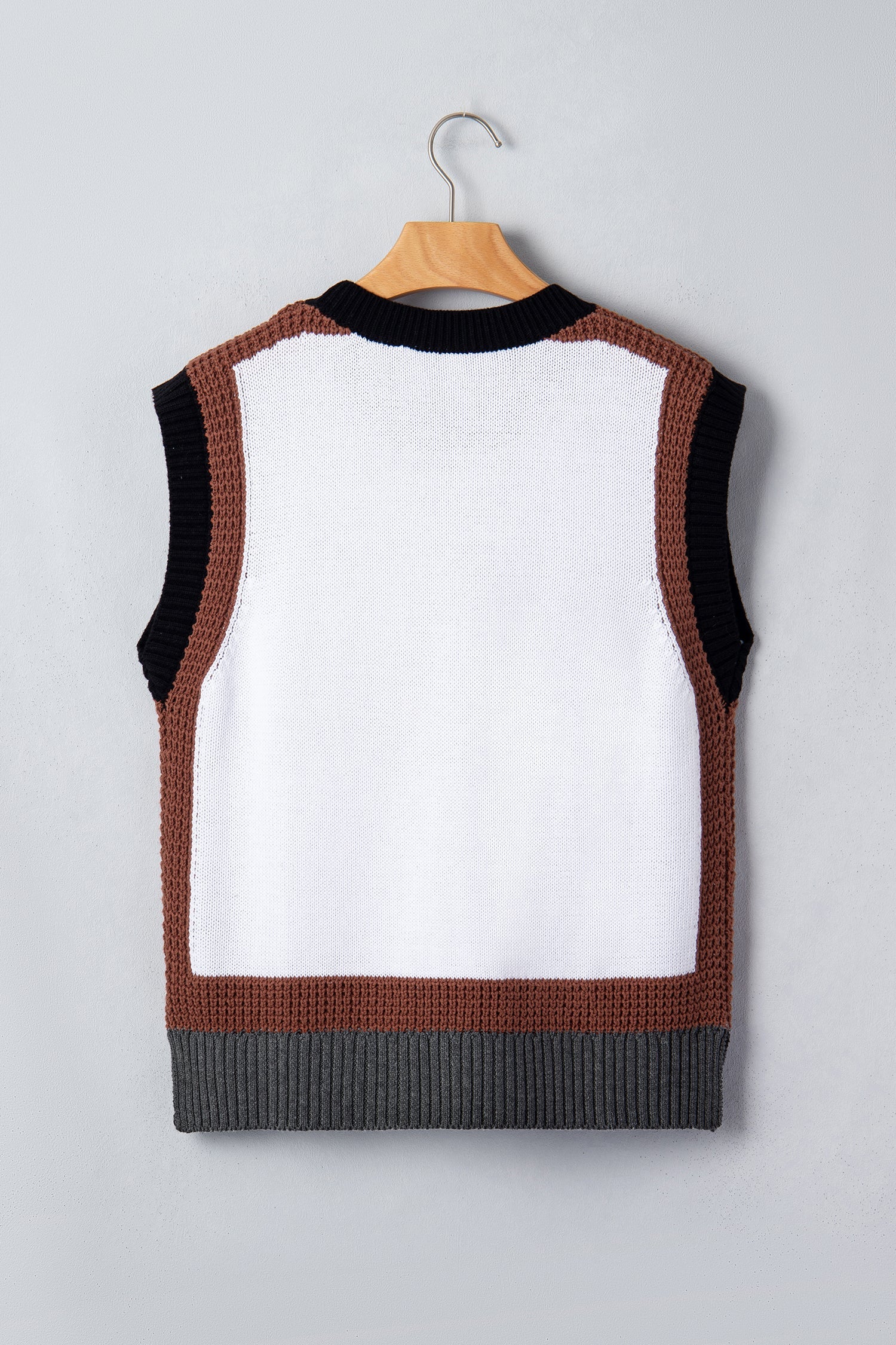 White Western Horse Head Colorblock Trim Sweater Vest