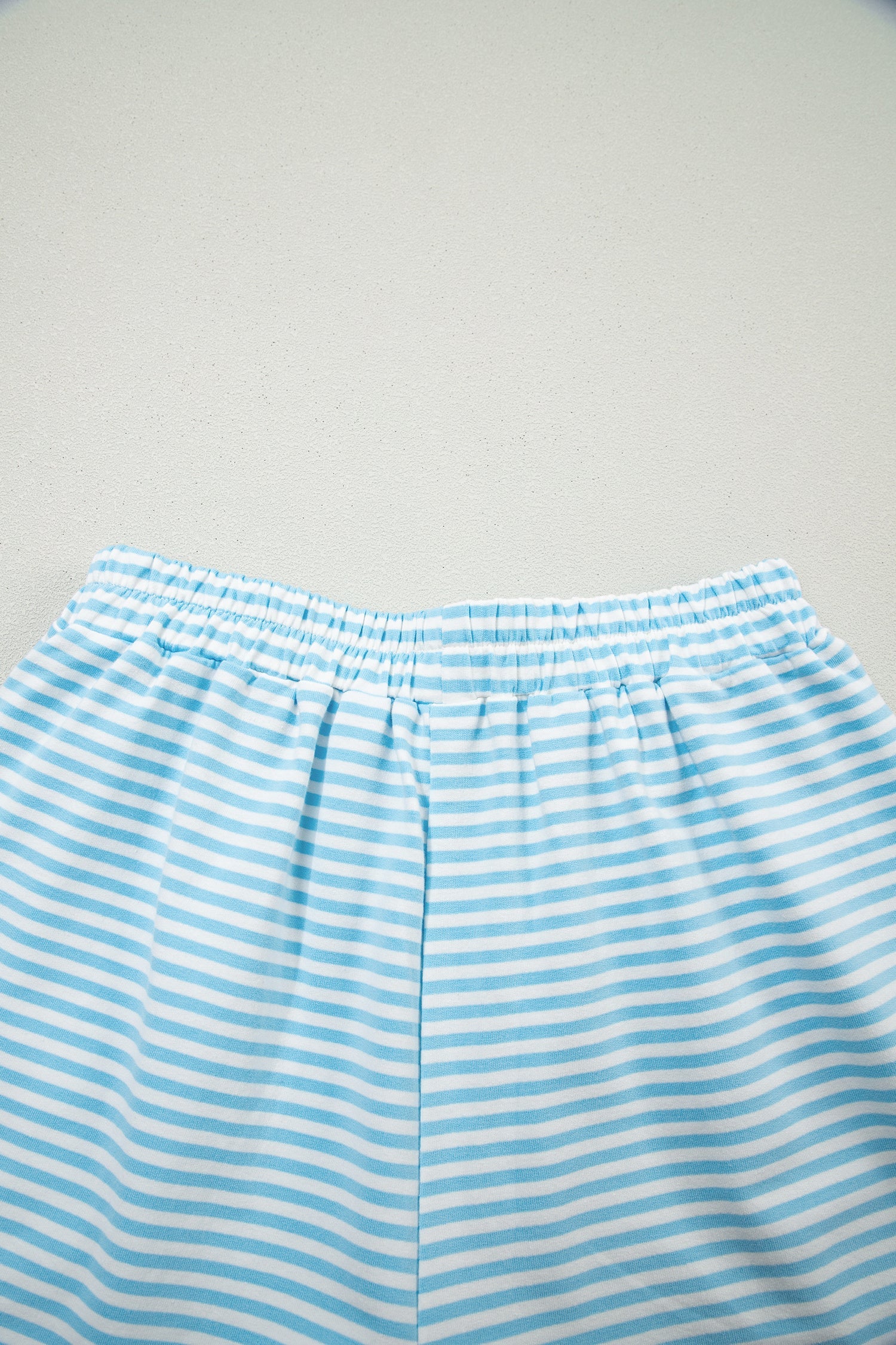 Sky Blue Stripe Oversize Mock Neck Sweatshirt and Shorts Set