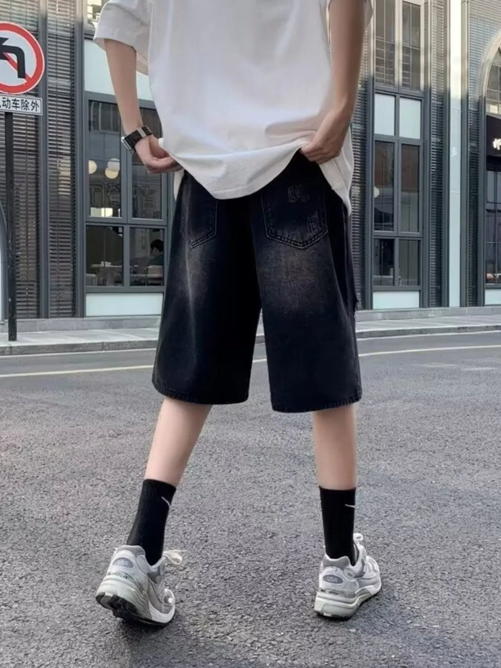 Men's Full Size Distressed Loose Fit Denim Shorts Plus Size