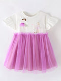 Children's Cute Cartoon Graphic Tulle Dress