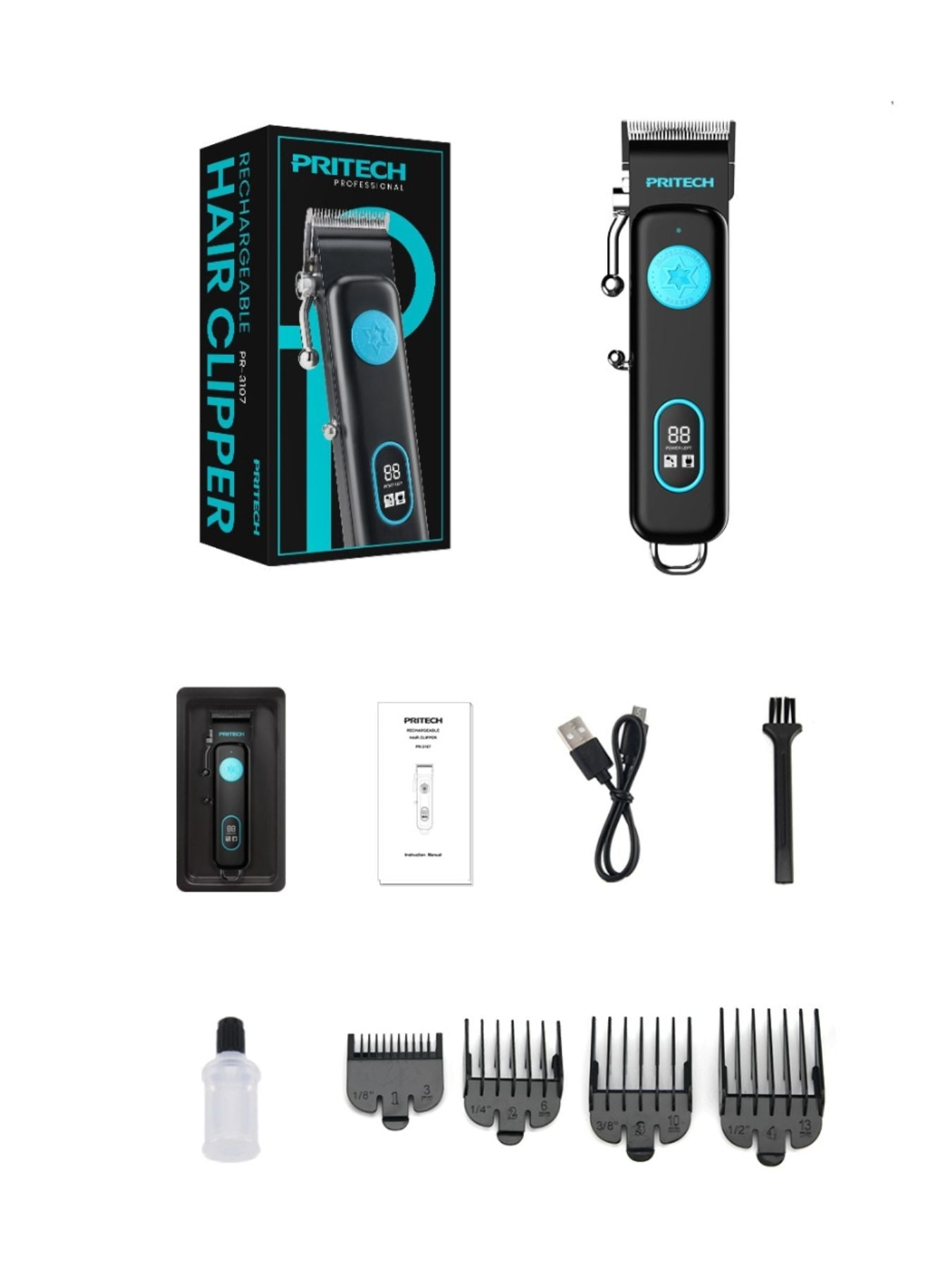 Cordless Hair Clipper with LED Display