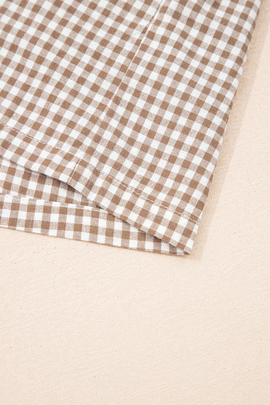 Khaki Contrast Trim Plaid Print Plus Size Shorts