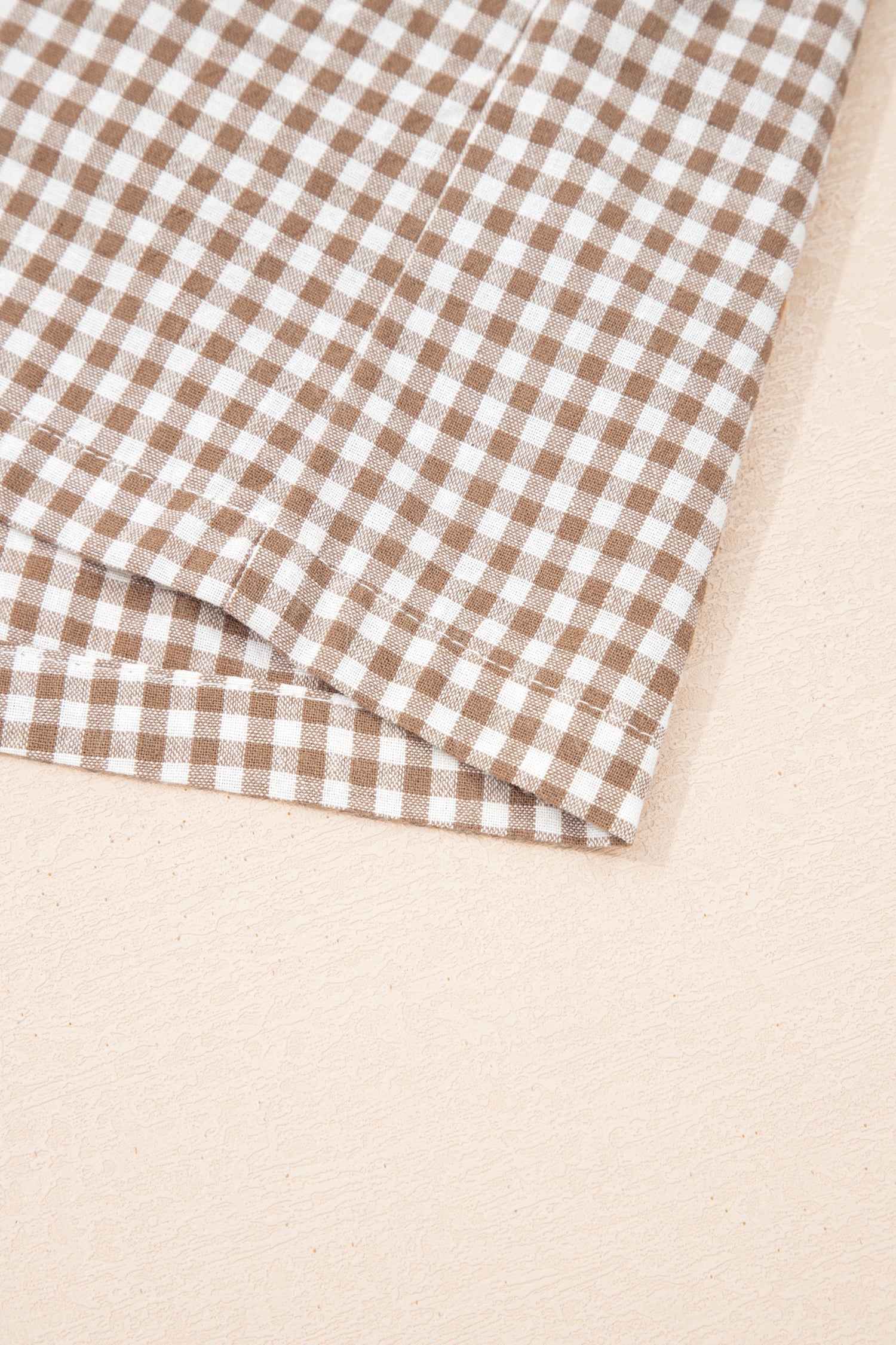 Khaki Contrast Trim Plaid Print Plus Size Shorts