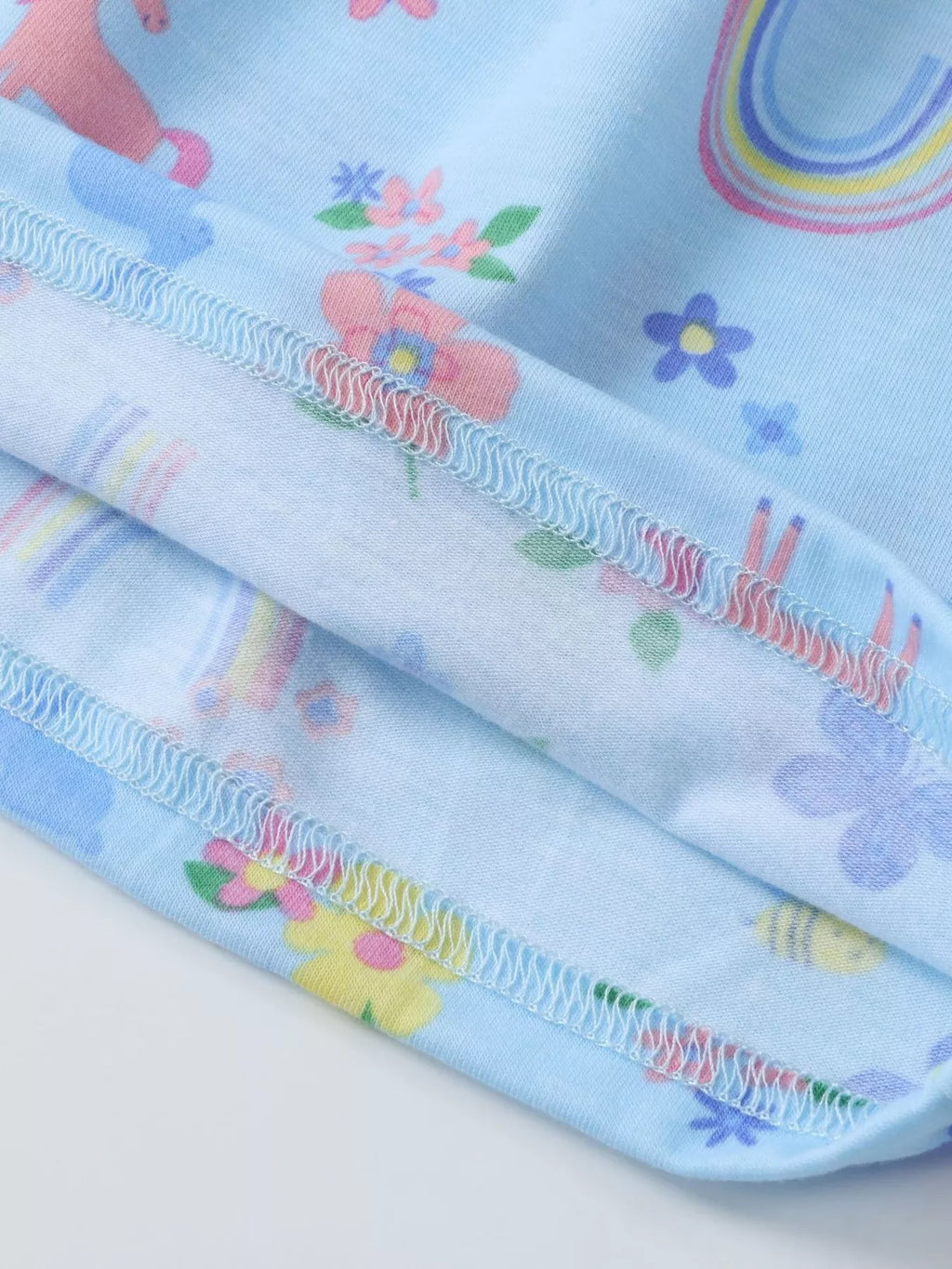 Children's Unicorn Rainbow Print Ruffle Trim Long Sleeve Dress