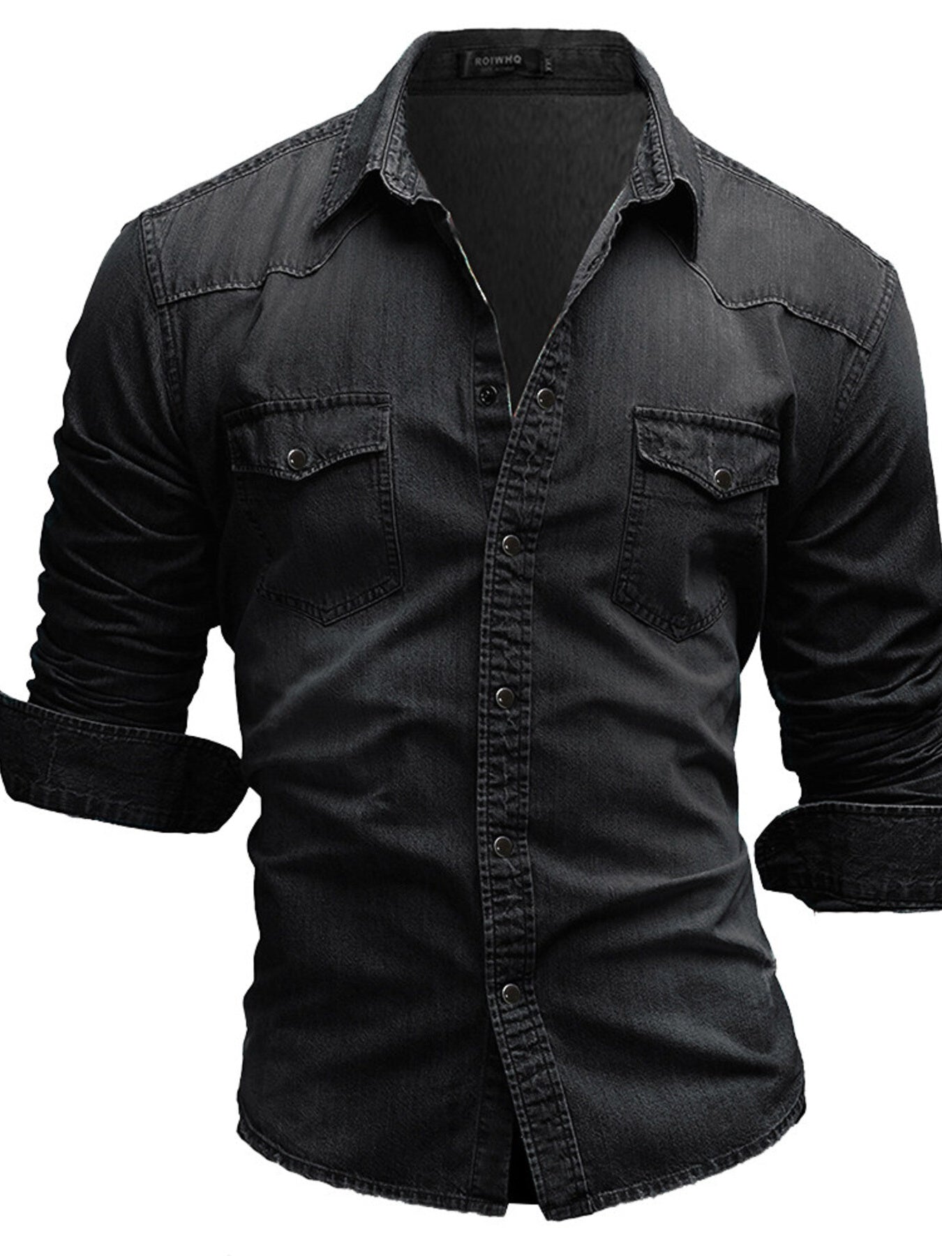 Men's Plus Size Vintage Washed Button Up Denim Shirt