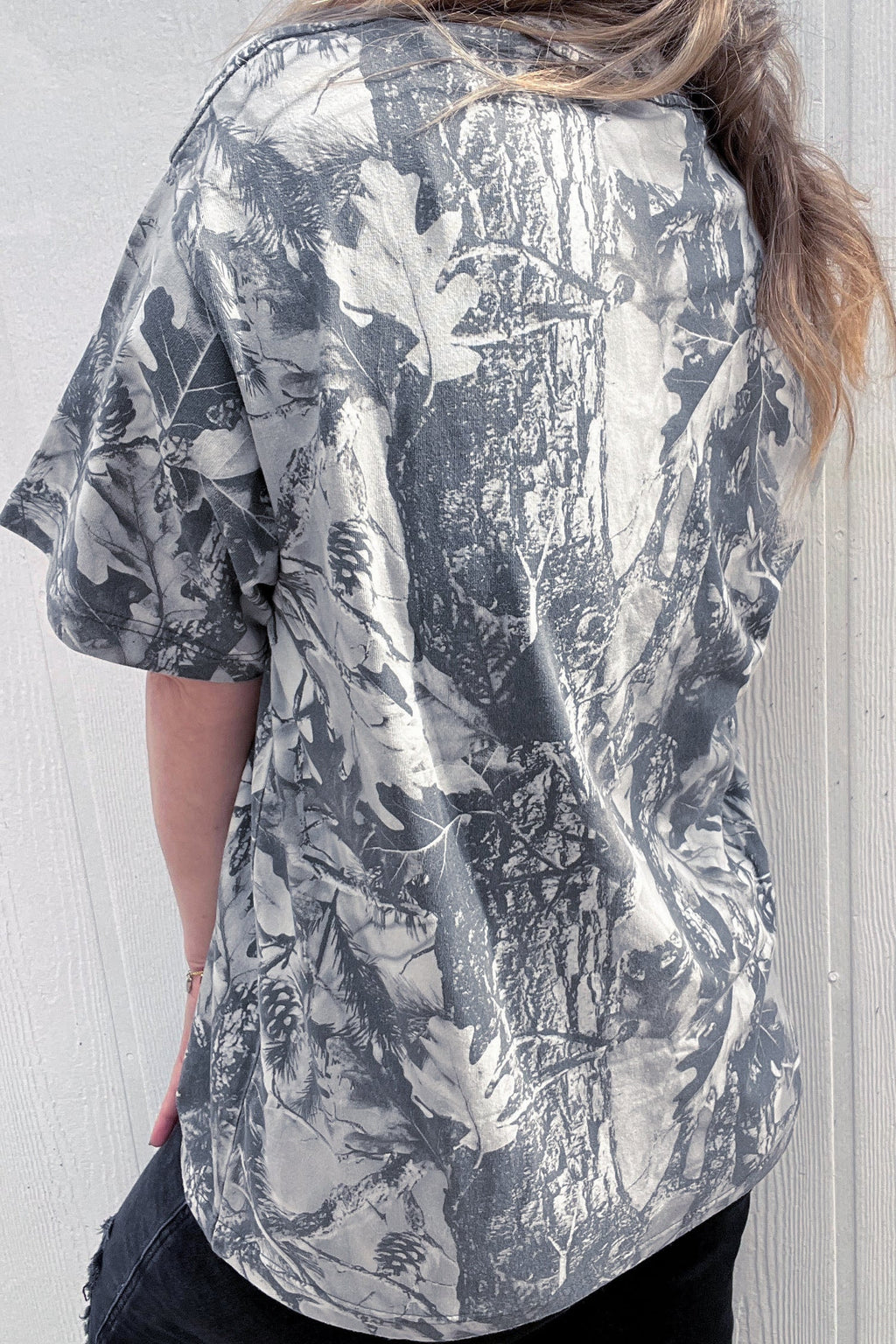 Gray Woodland Camouflage LOVE LIKE JESUS Plus Size T Shirt